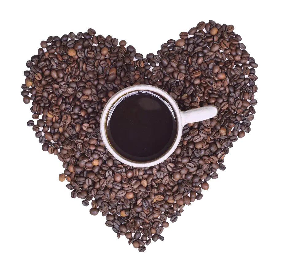 Coffee Cup in Heart Shape with Beans