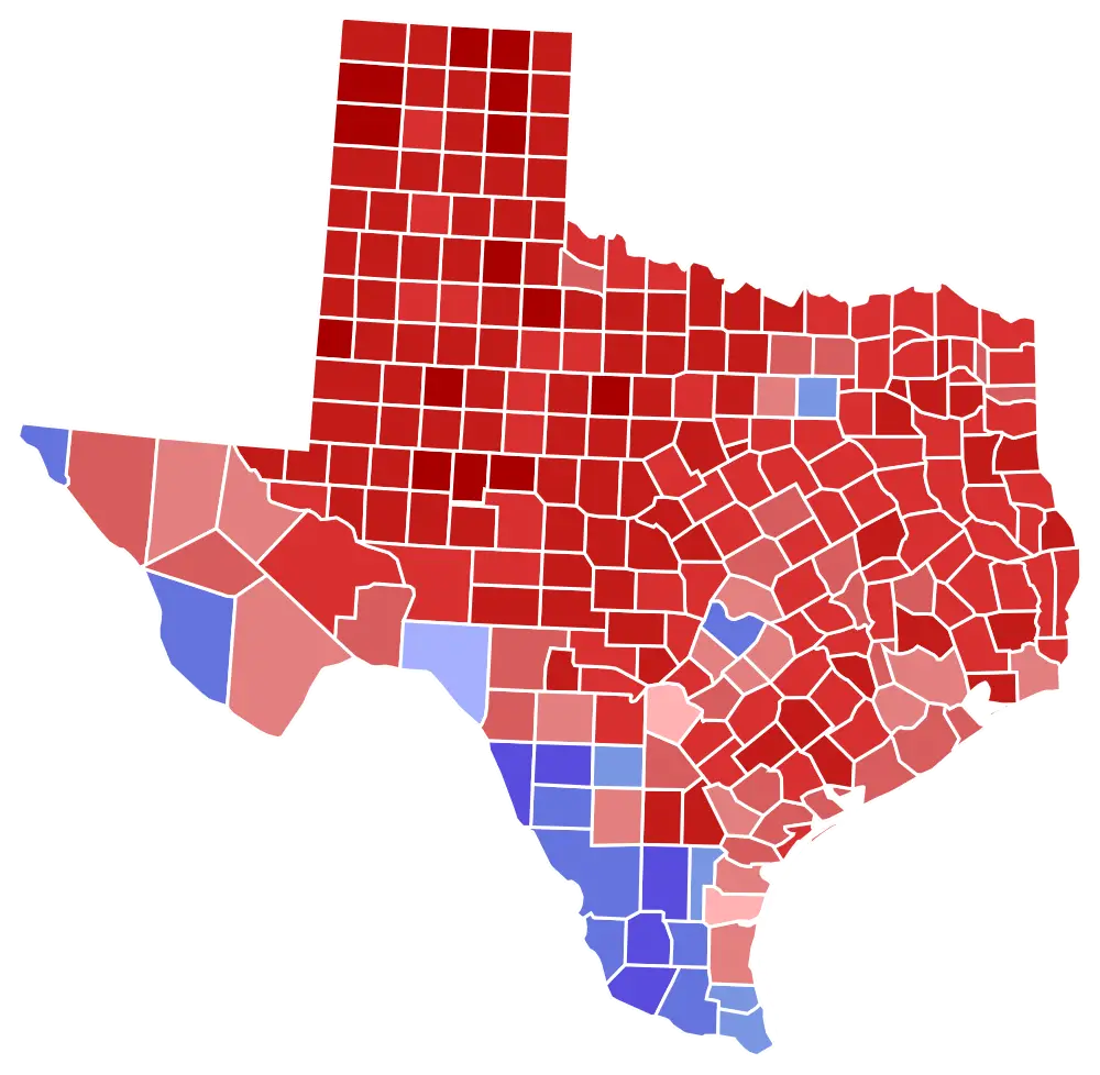 Texas Political Map with County Divisions