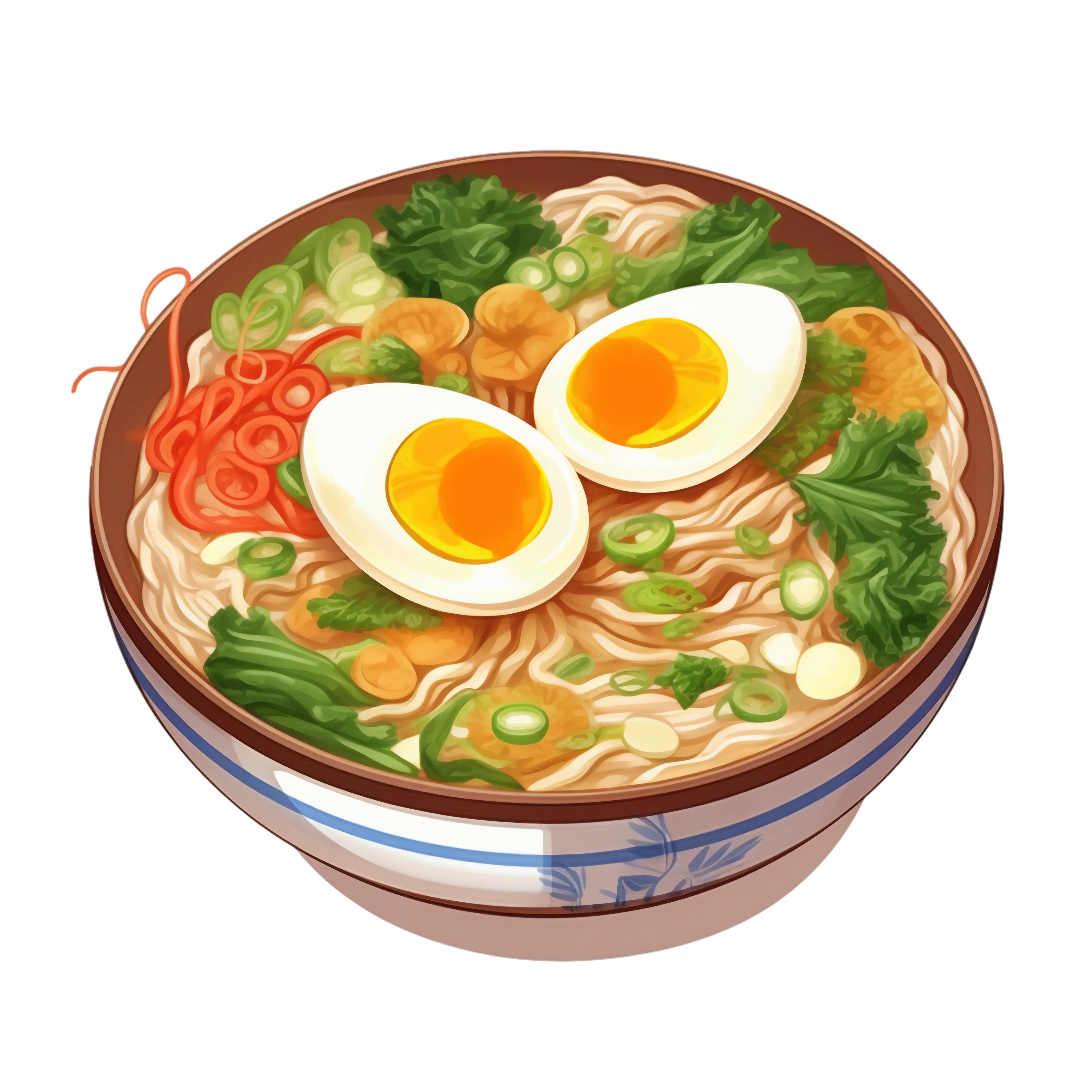 Bowl of Ramen with Eggs and Vegetables