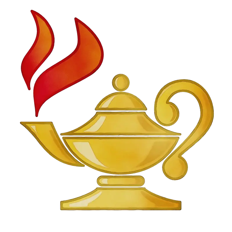 Golden Genie Lamp with Flame