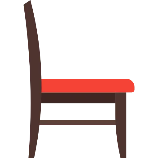 Wooden Chair with Red Cushion in Profile View