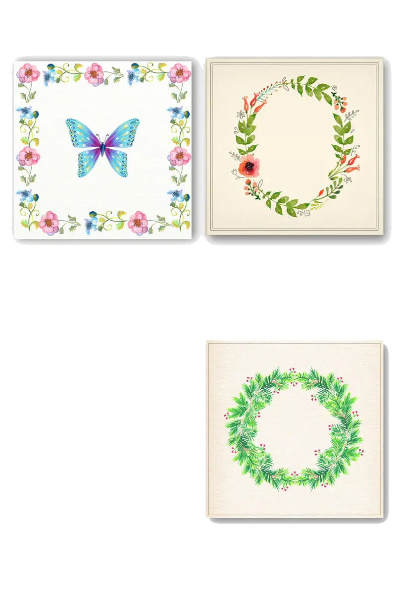 Floral Frames with Butterfly and Wreaths