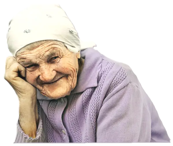 Smiling Elderly Woman in Headscarf