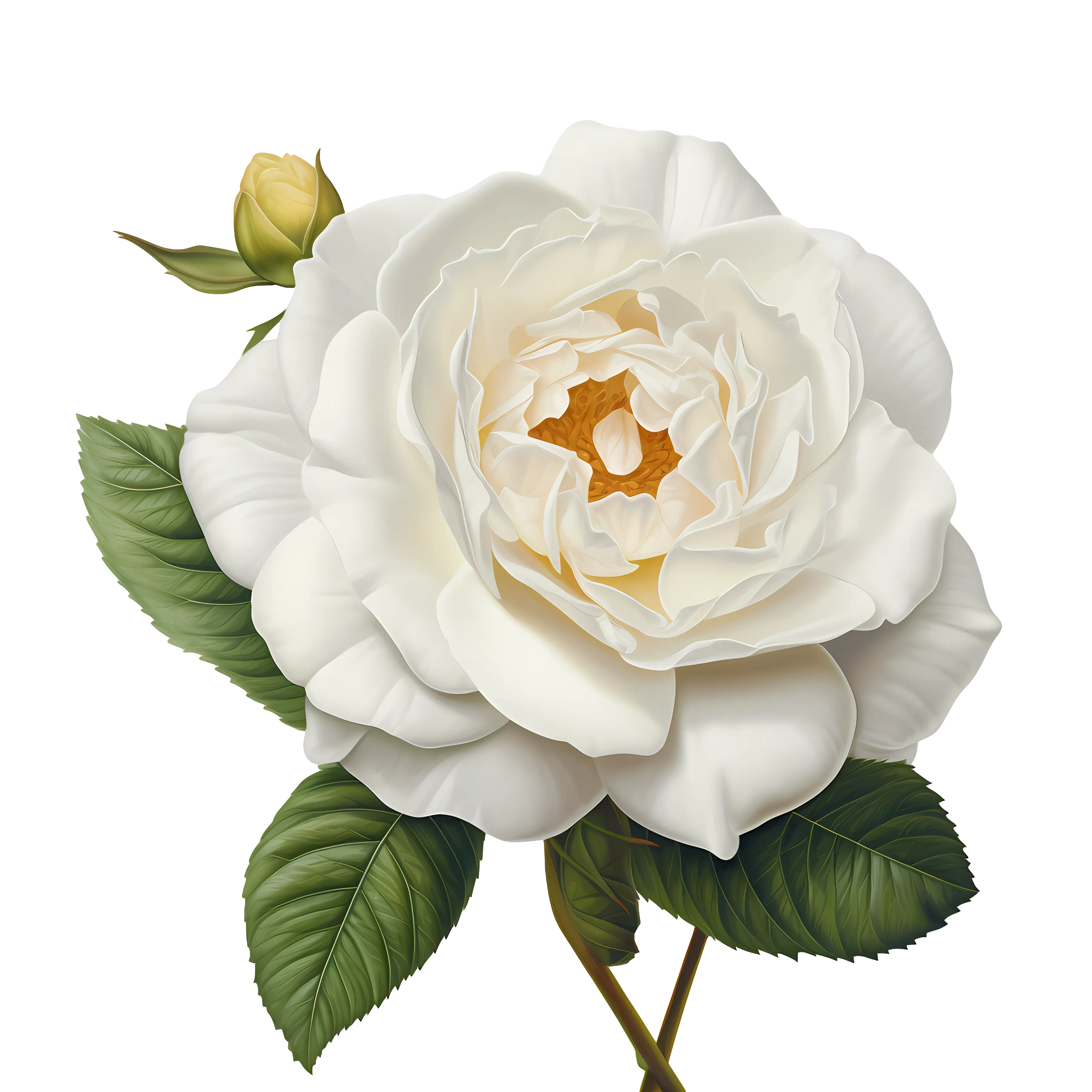 Single White Rose with Bud