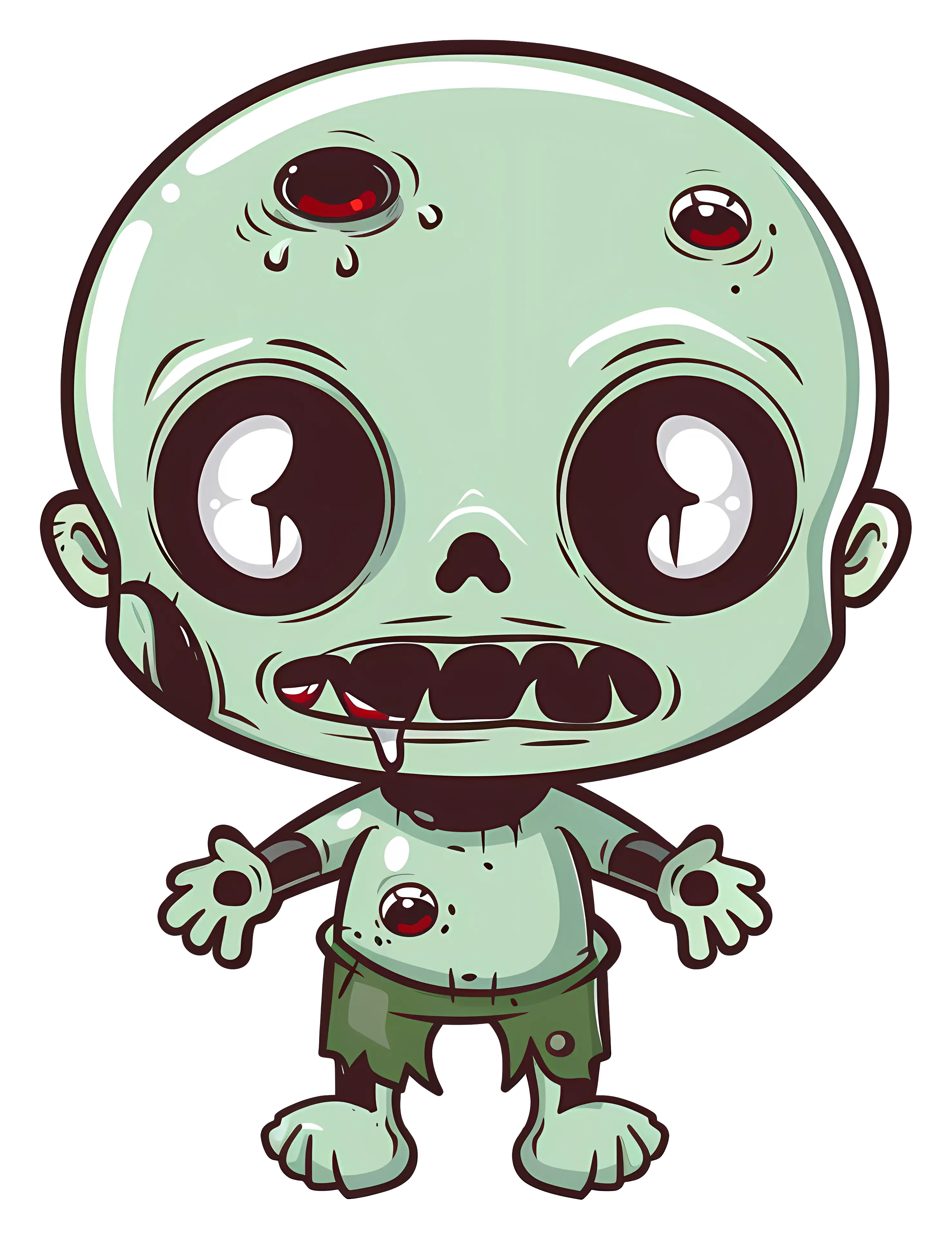 Cartoon Zombie with Cute Big Eyes