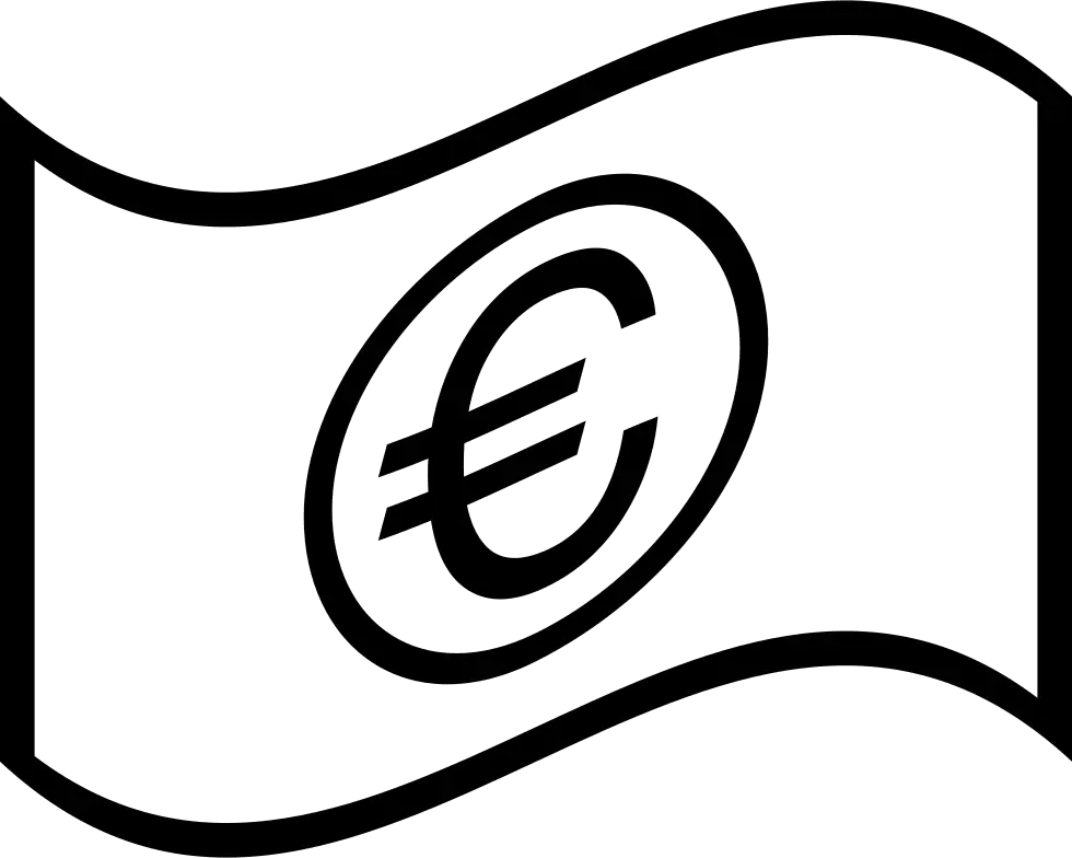 Black and White Euro Currency Symbol Design