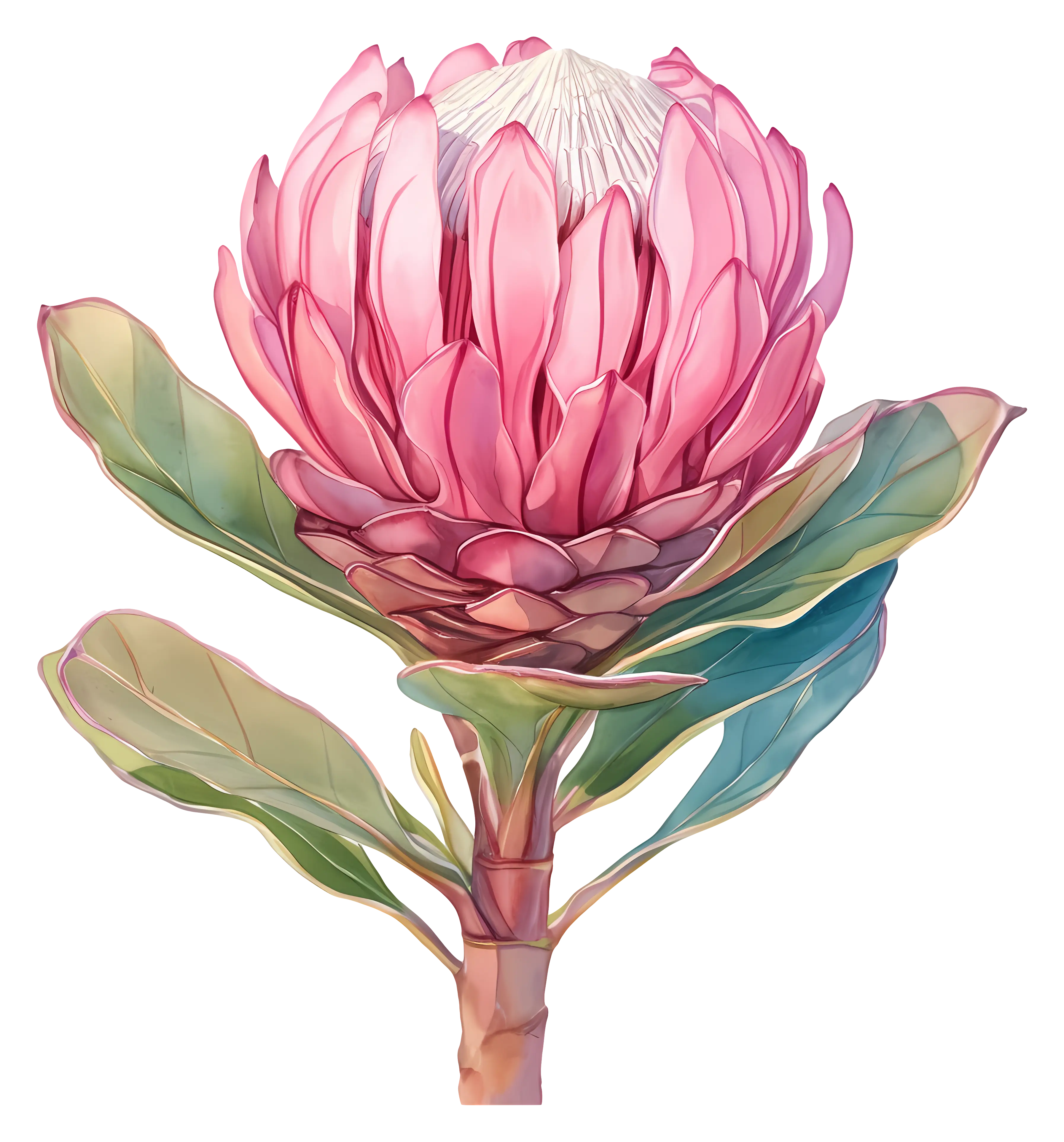 Pink Flower Botanical Illustration