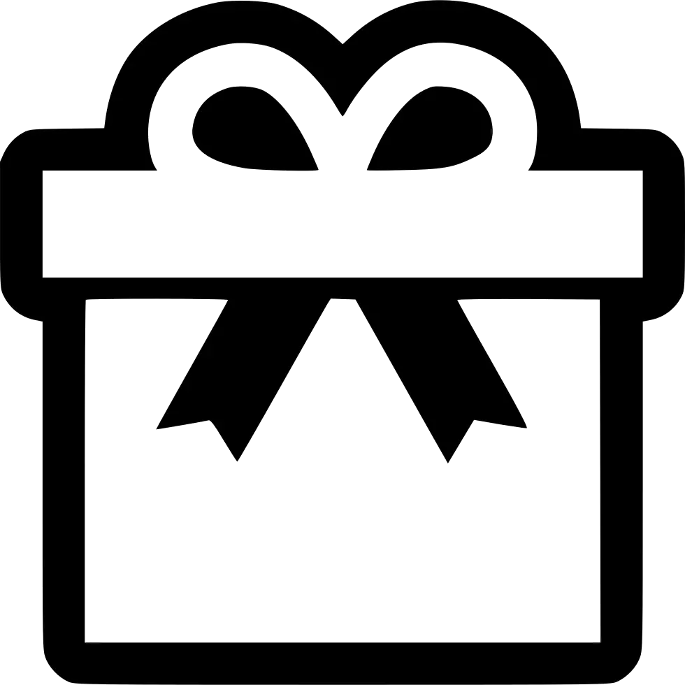 Black Silhouette of a Gift Box with Ribbon