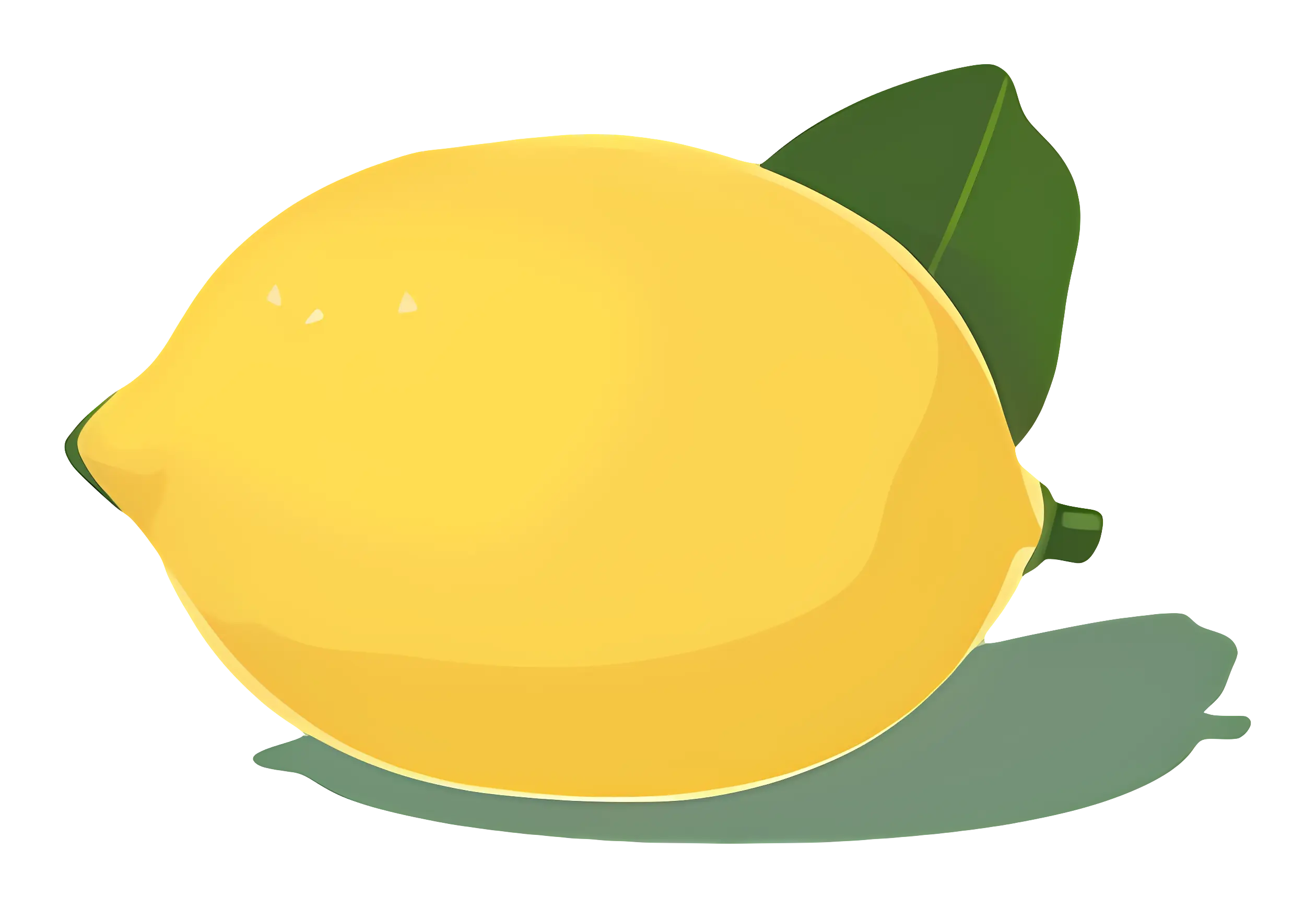 Bright yellow lemon with green leaf illustration