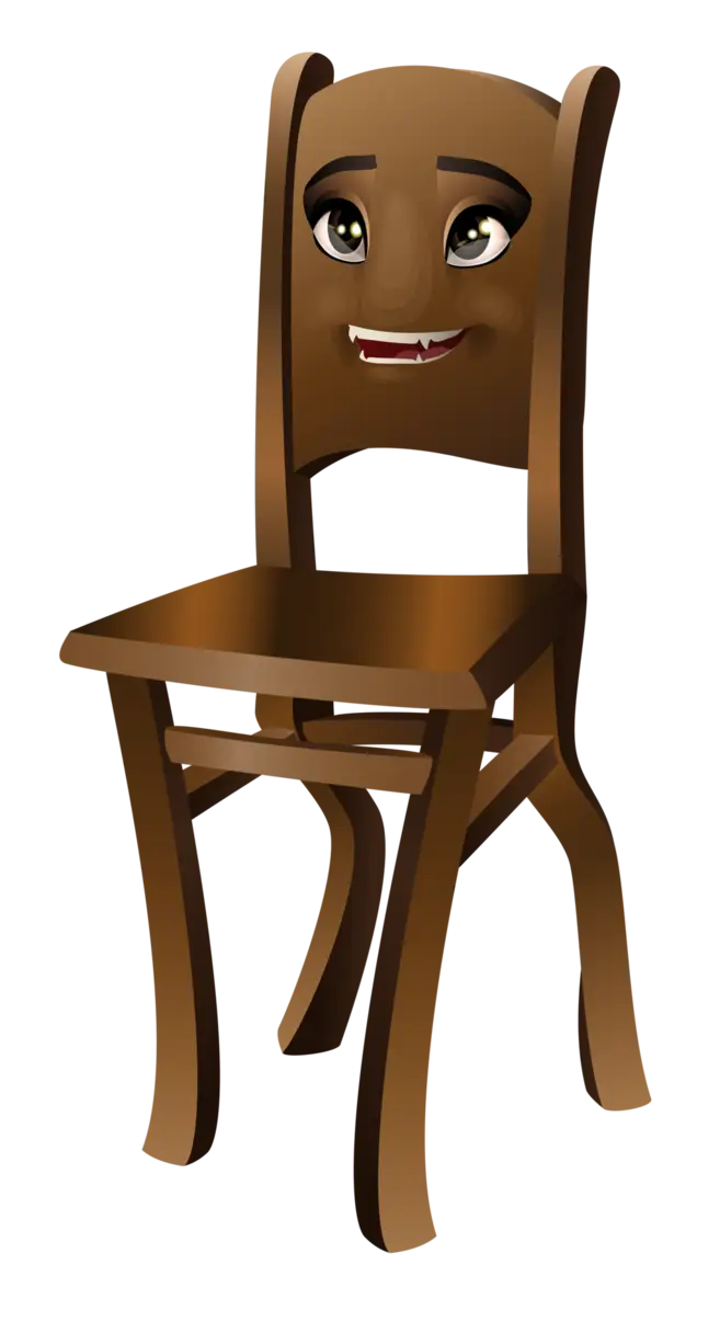 Smiling Animated Wooden Chair