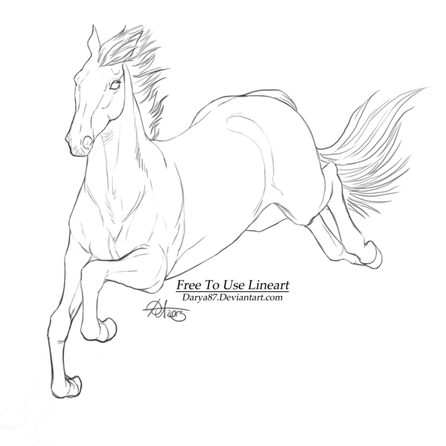 Running Horse Line Art Illustration