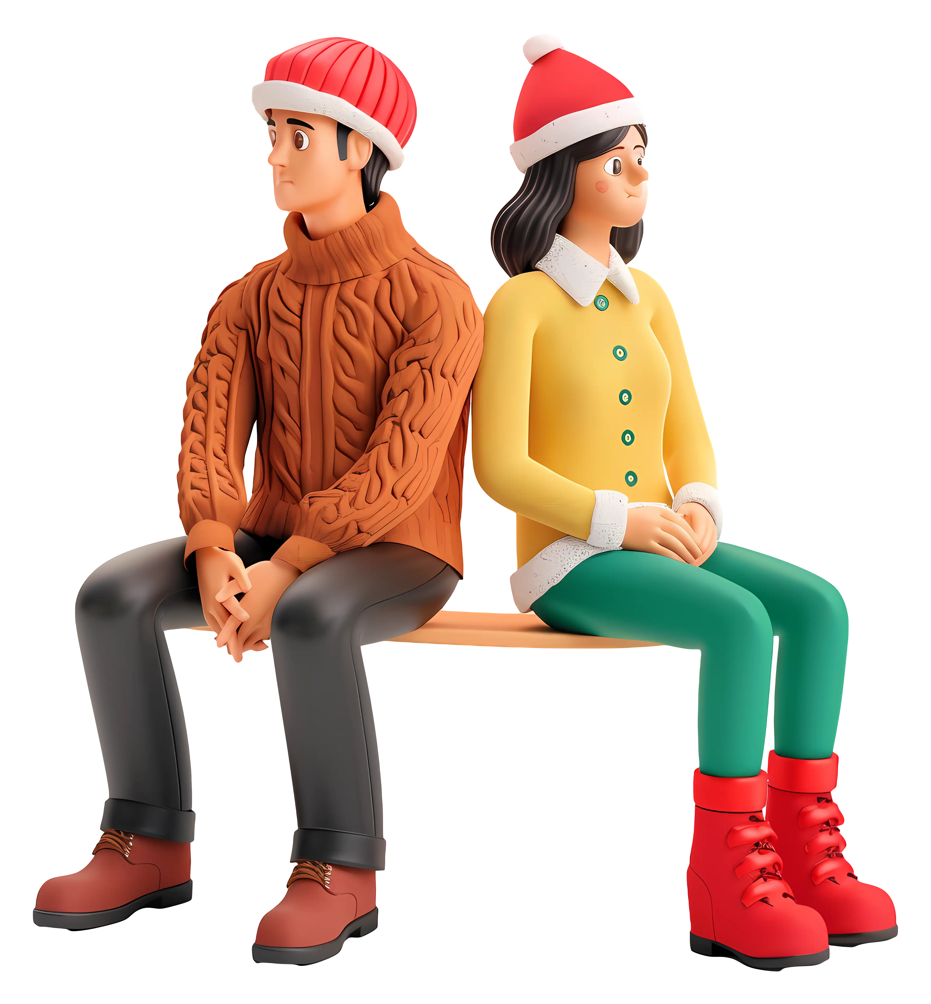 Cartoon Couple in Winter