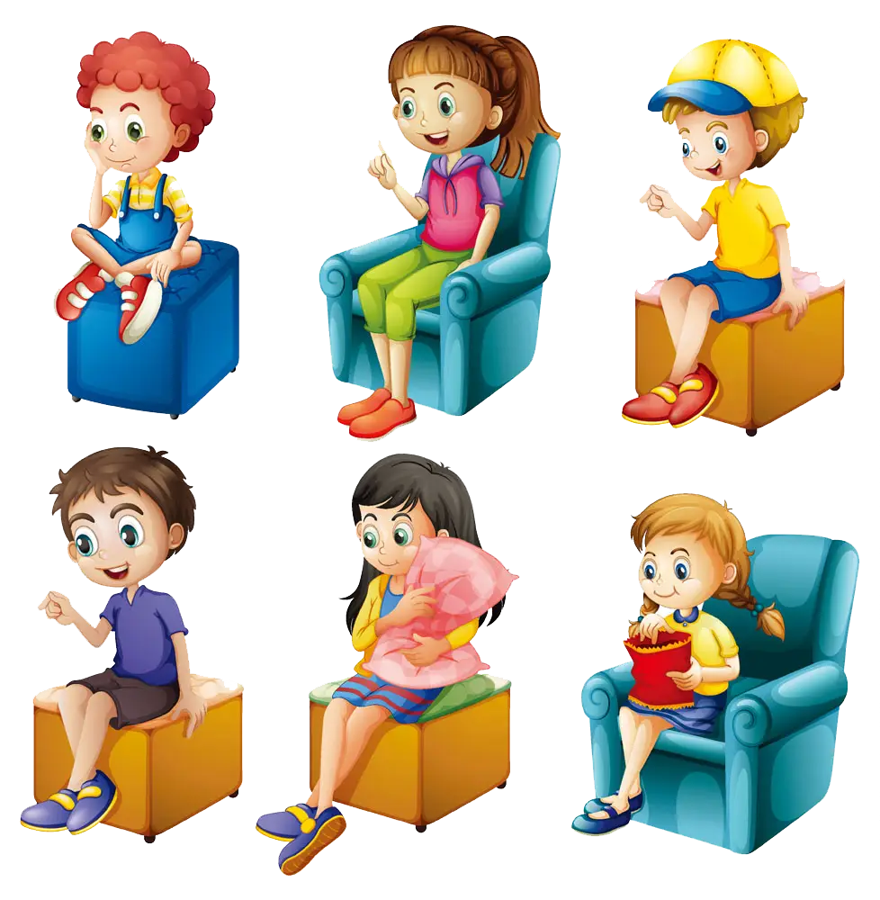 Cartoon Children Sitting
