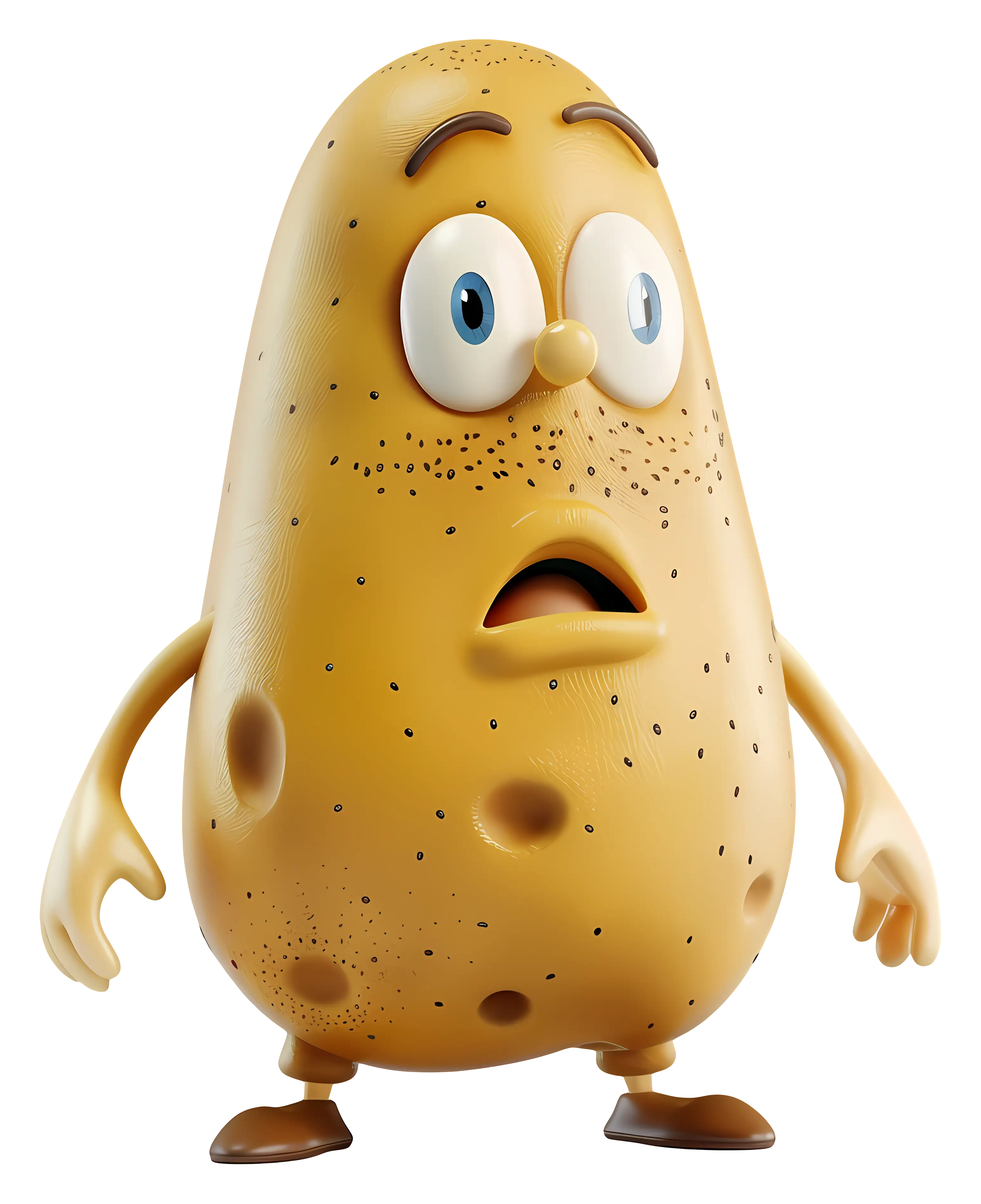 Surprised Cartoon Potato Character