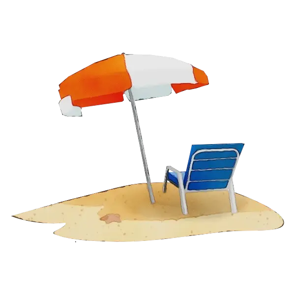 Beach Umbrella and Chair on Sand Illustration