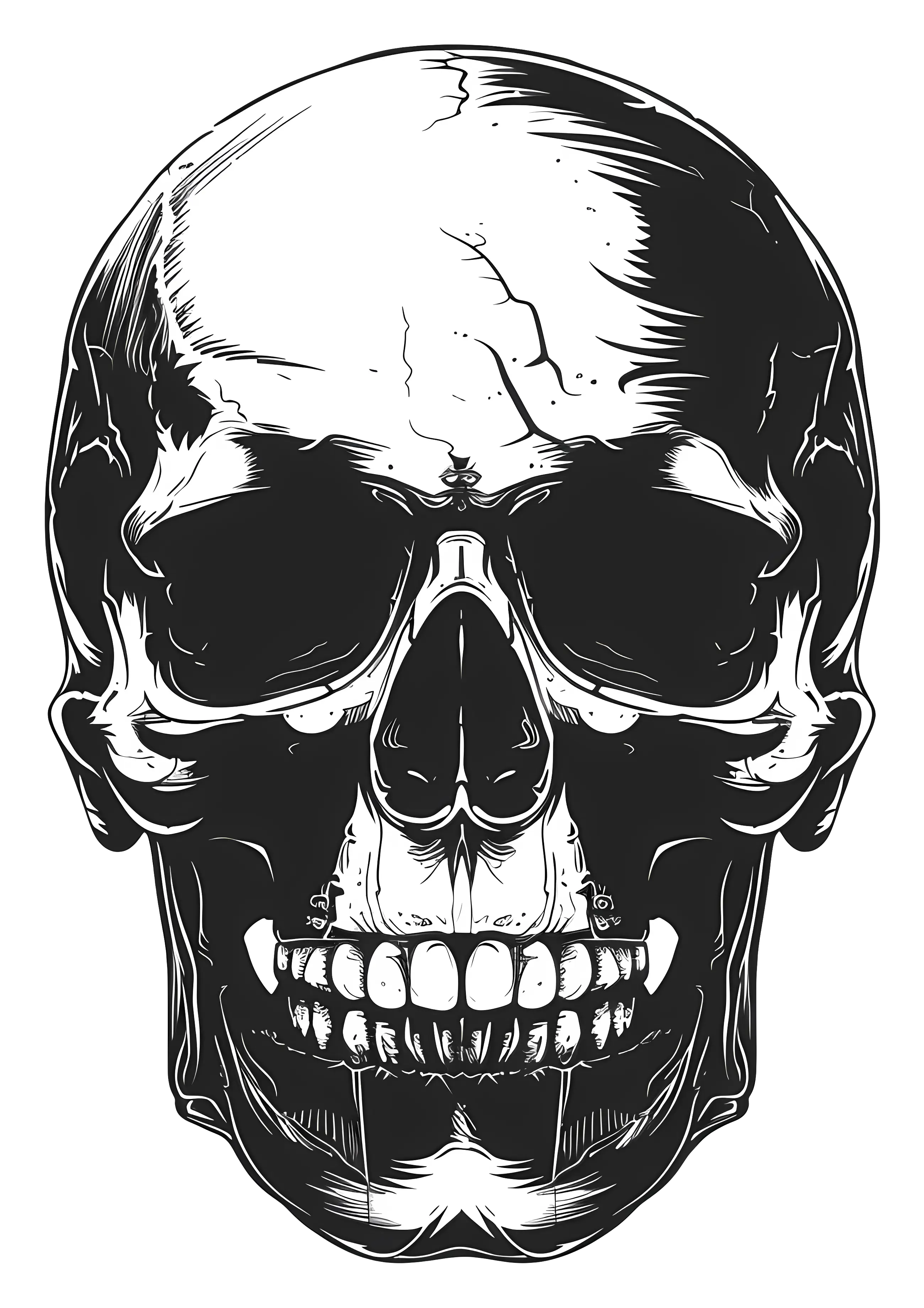Intricate Black Skull Illustration Design
