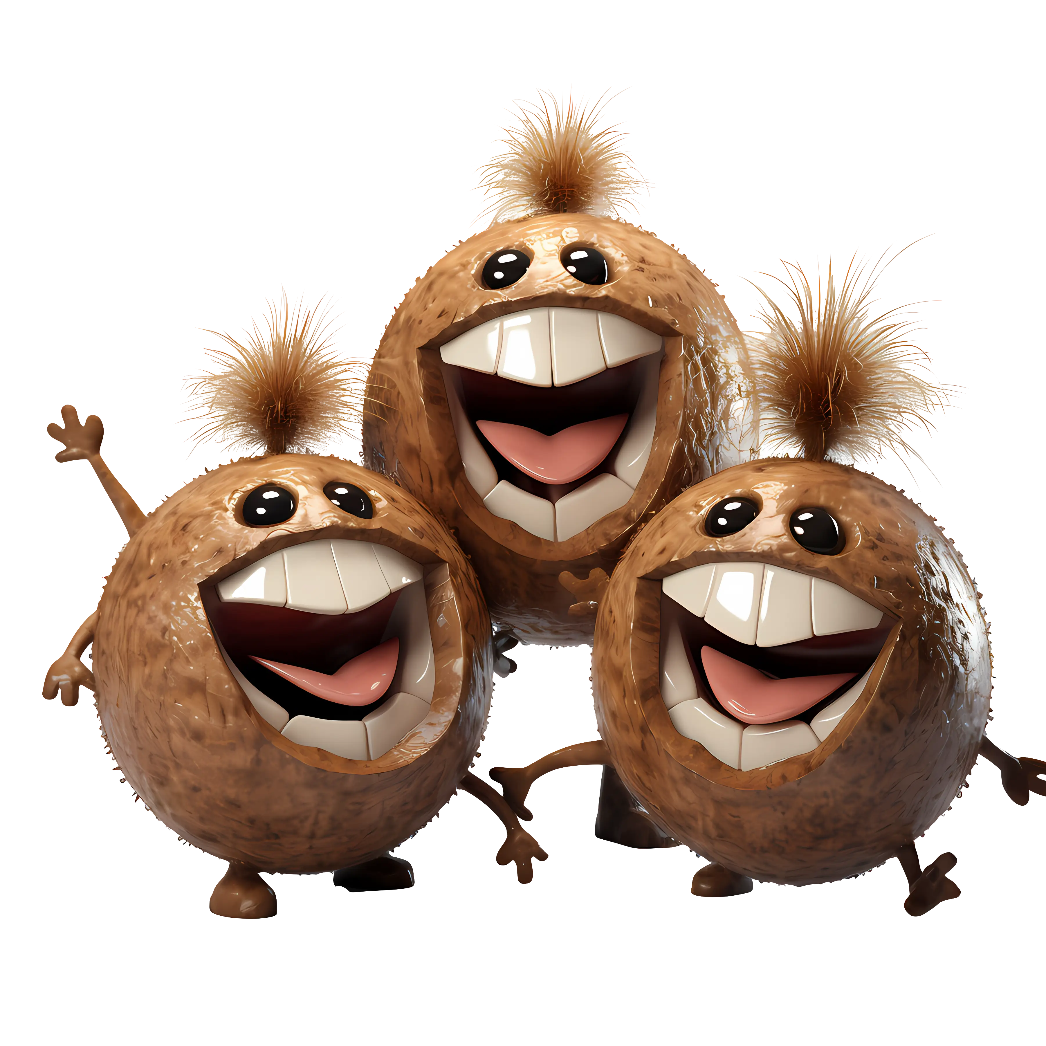 Happy Coconut Characters with Smiles
