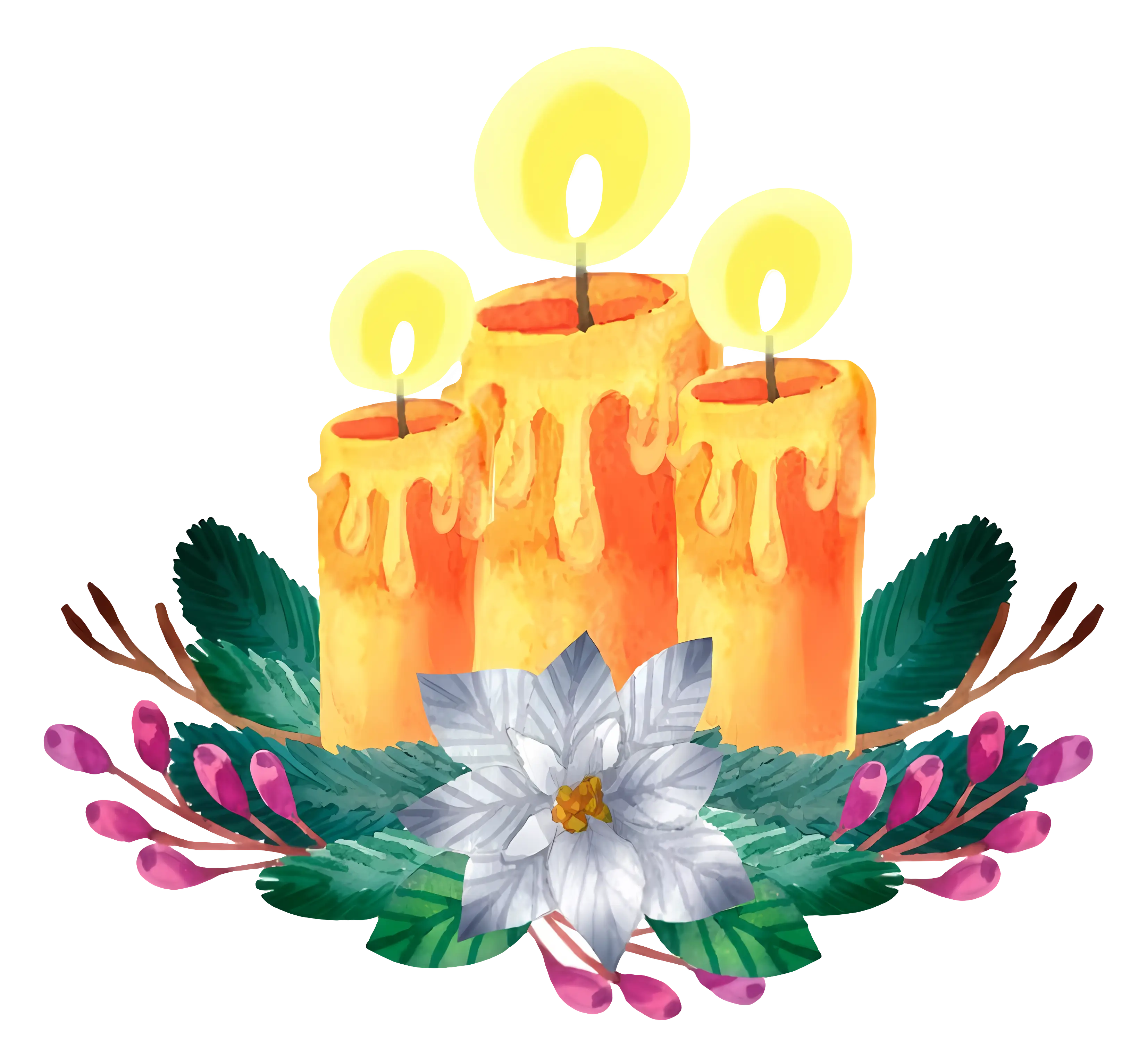 Christmas Candles with Floral Decoration