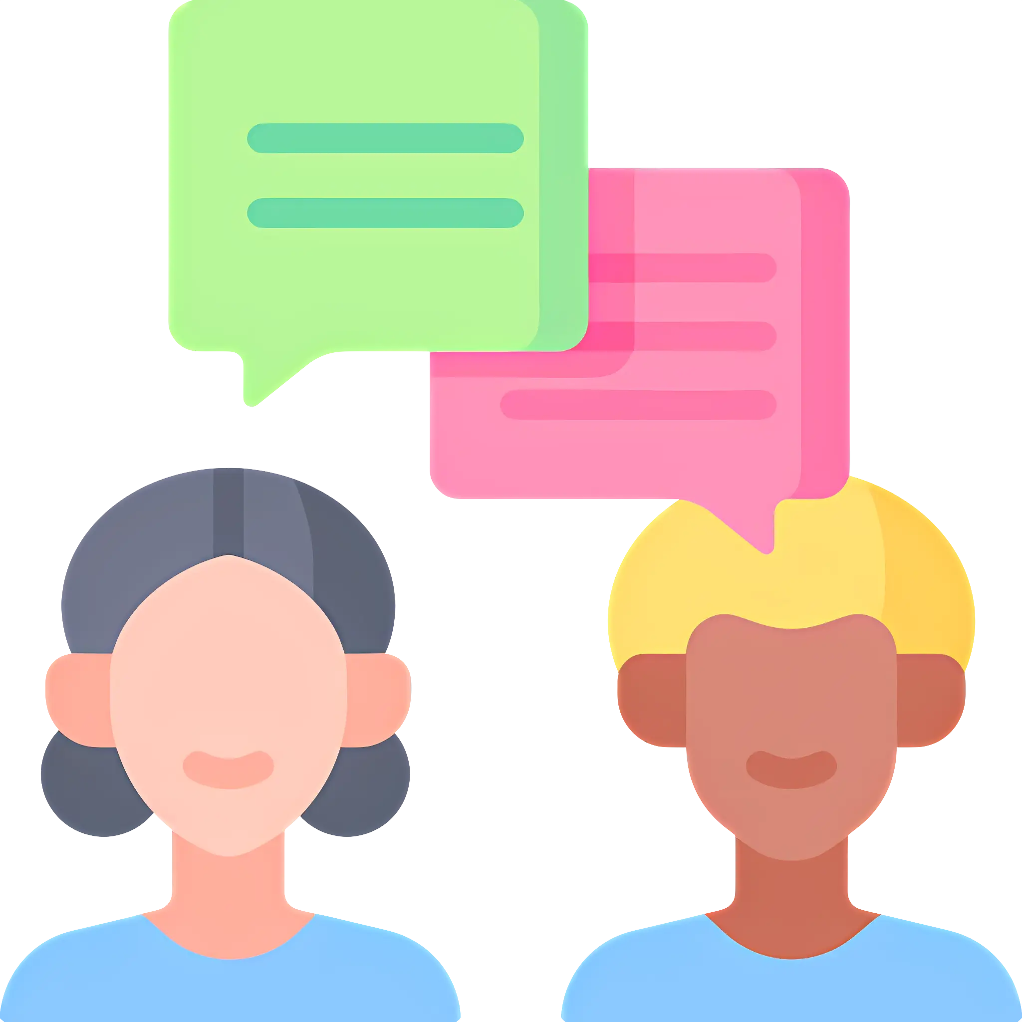 People in Conversation with Speech Bubbles