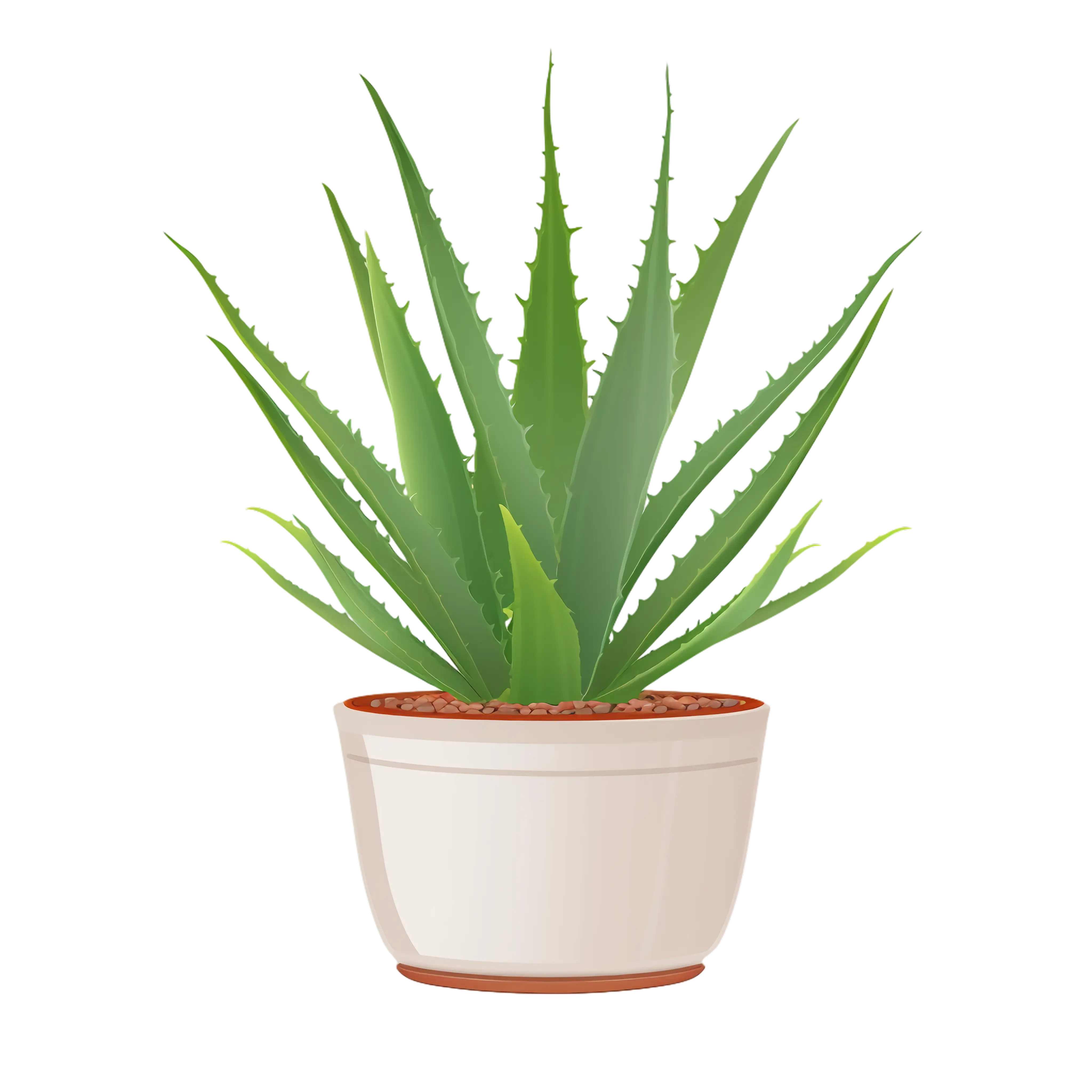 Aloe Vera Plant in a Decorative White Pot