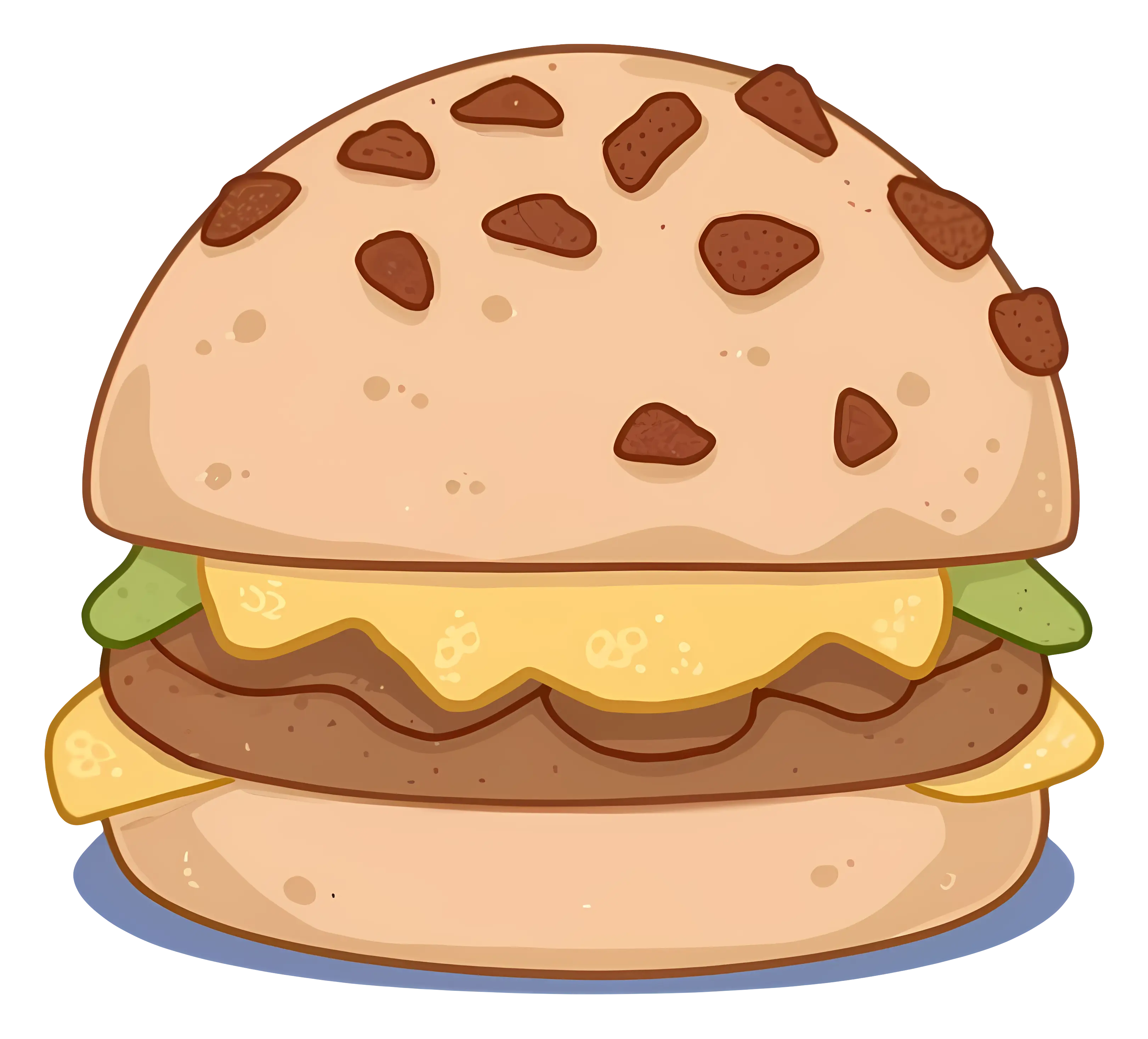 Cartoon Cheeseburger with Lettuce and Cheese