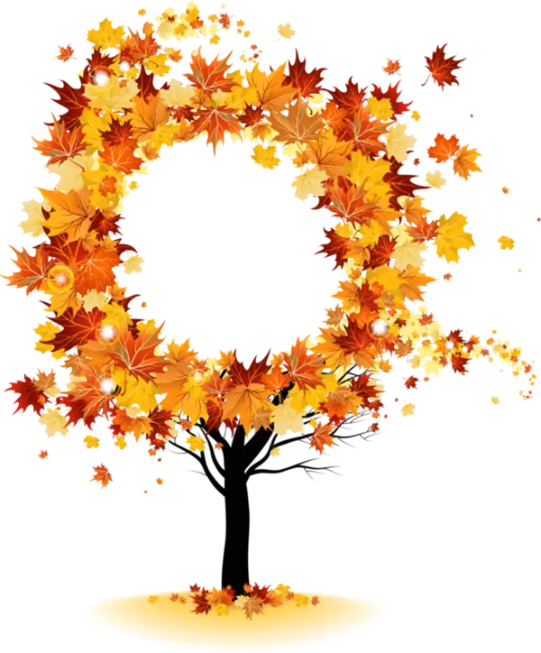 Autumn Tree with Falling Leaves