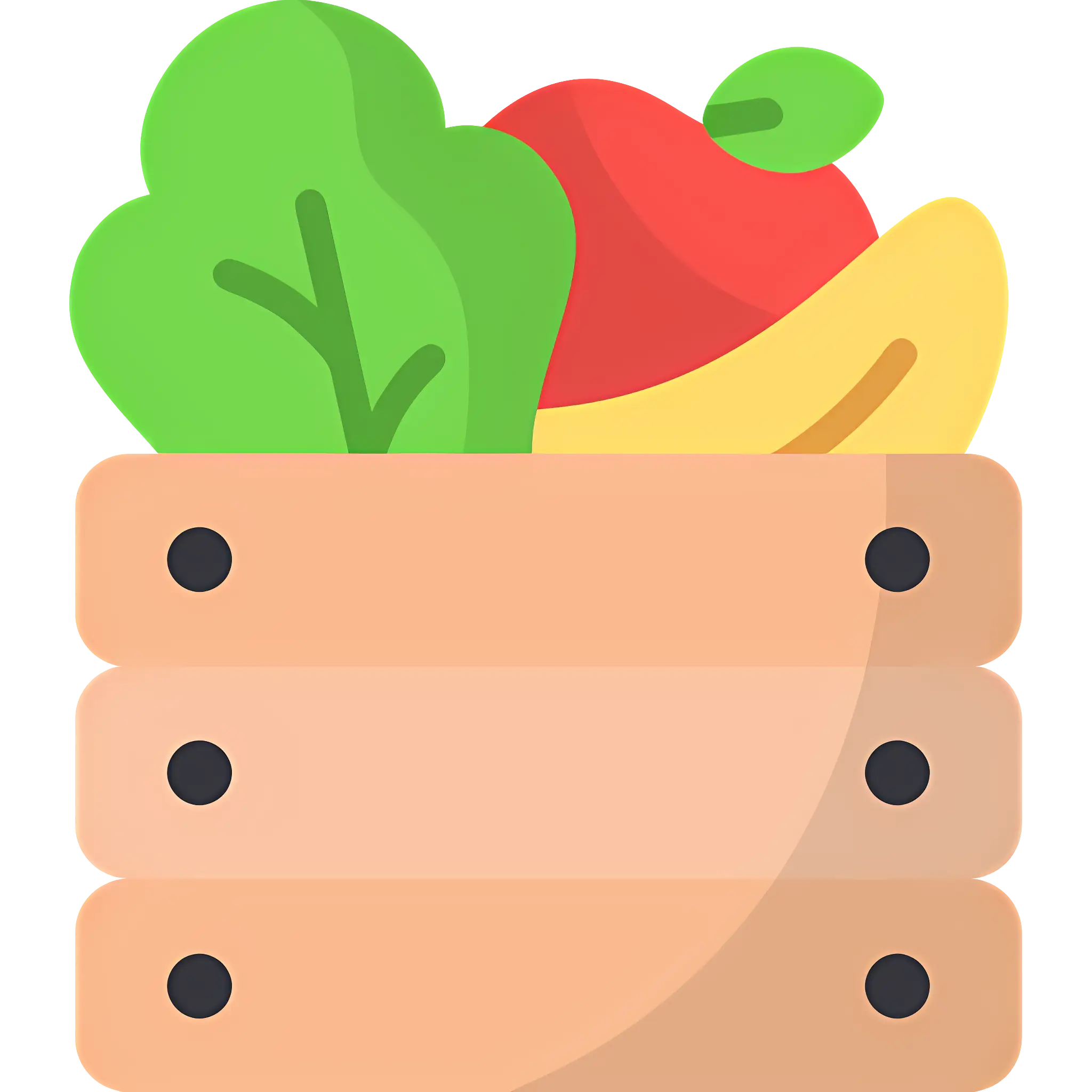 Wooden Crate Filled with Fruits and Vegetables