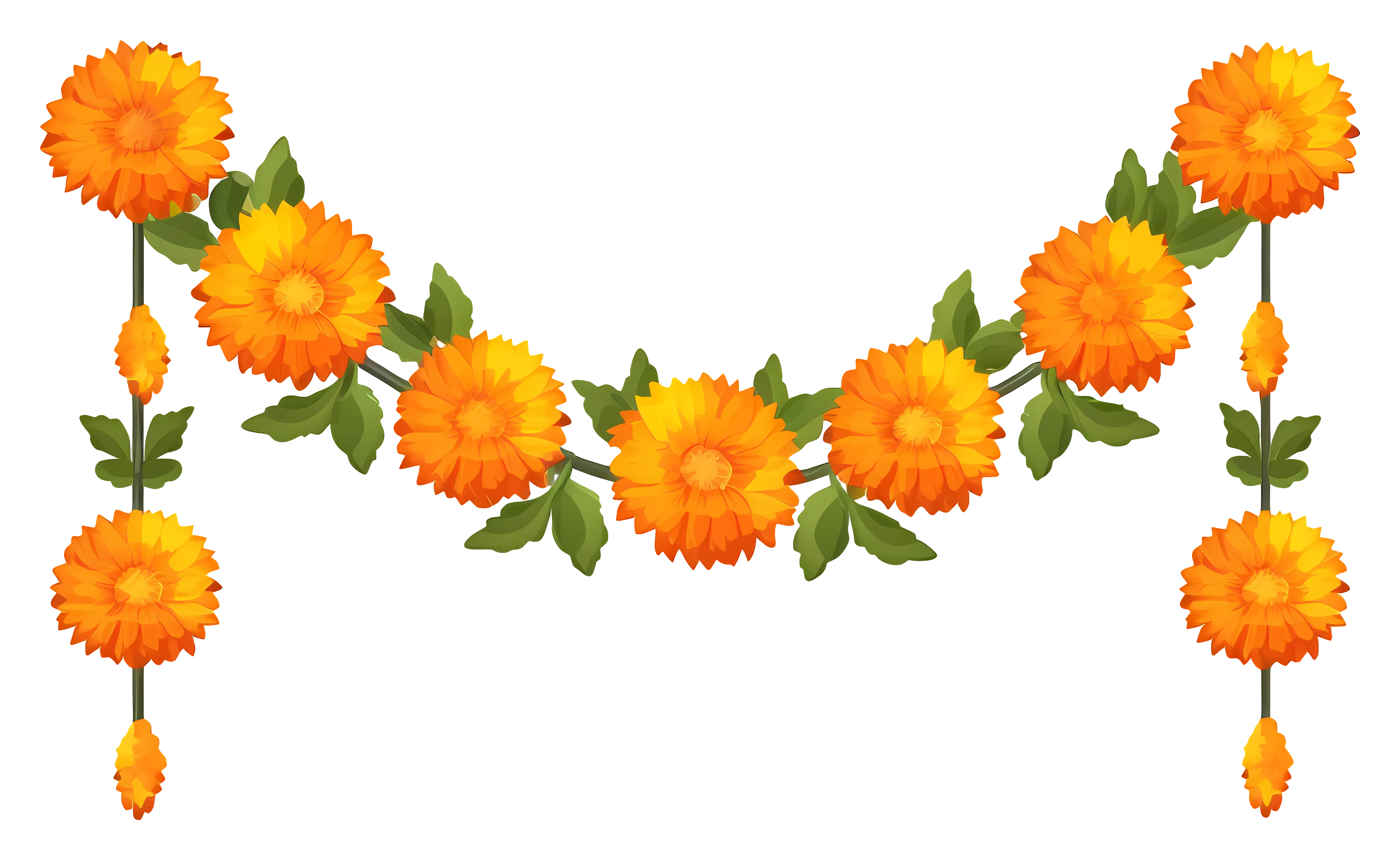 Traditional Marigold Flower Garland Decoration