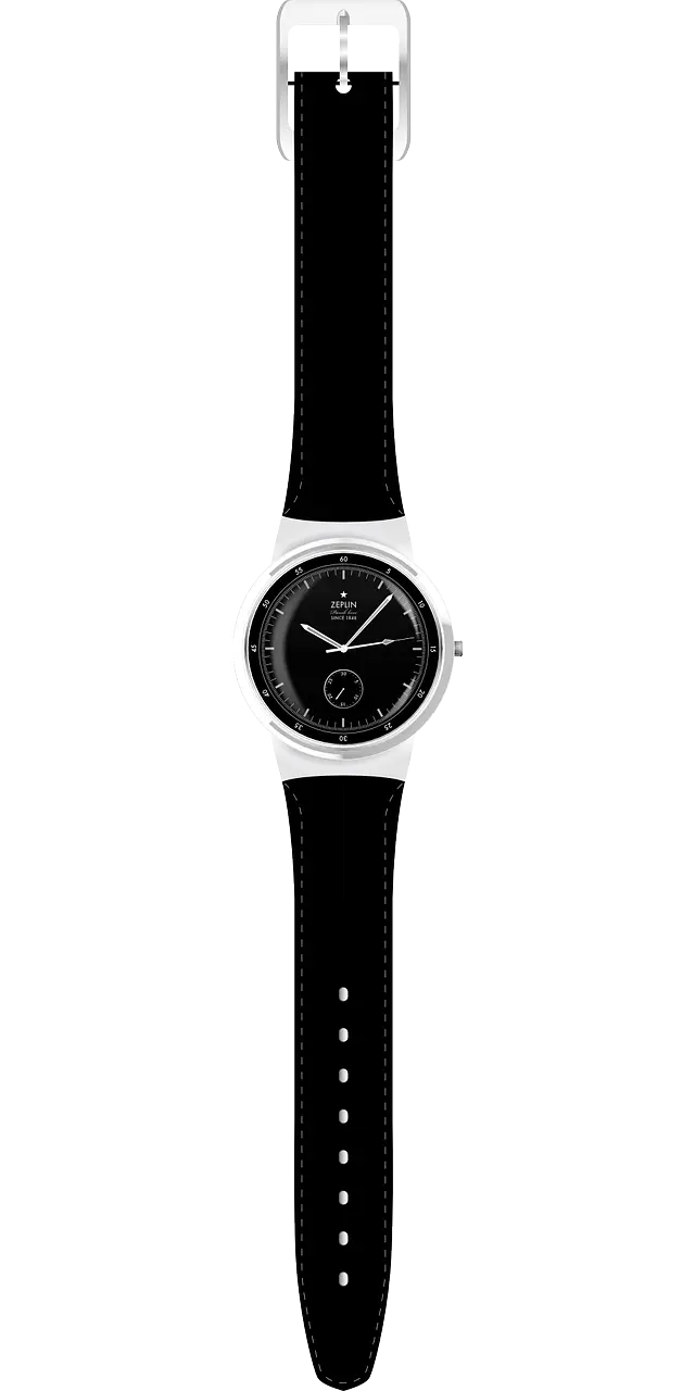 Black Classic Wristwatch with Leather Strap