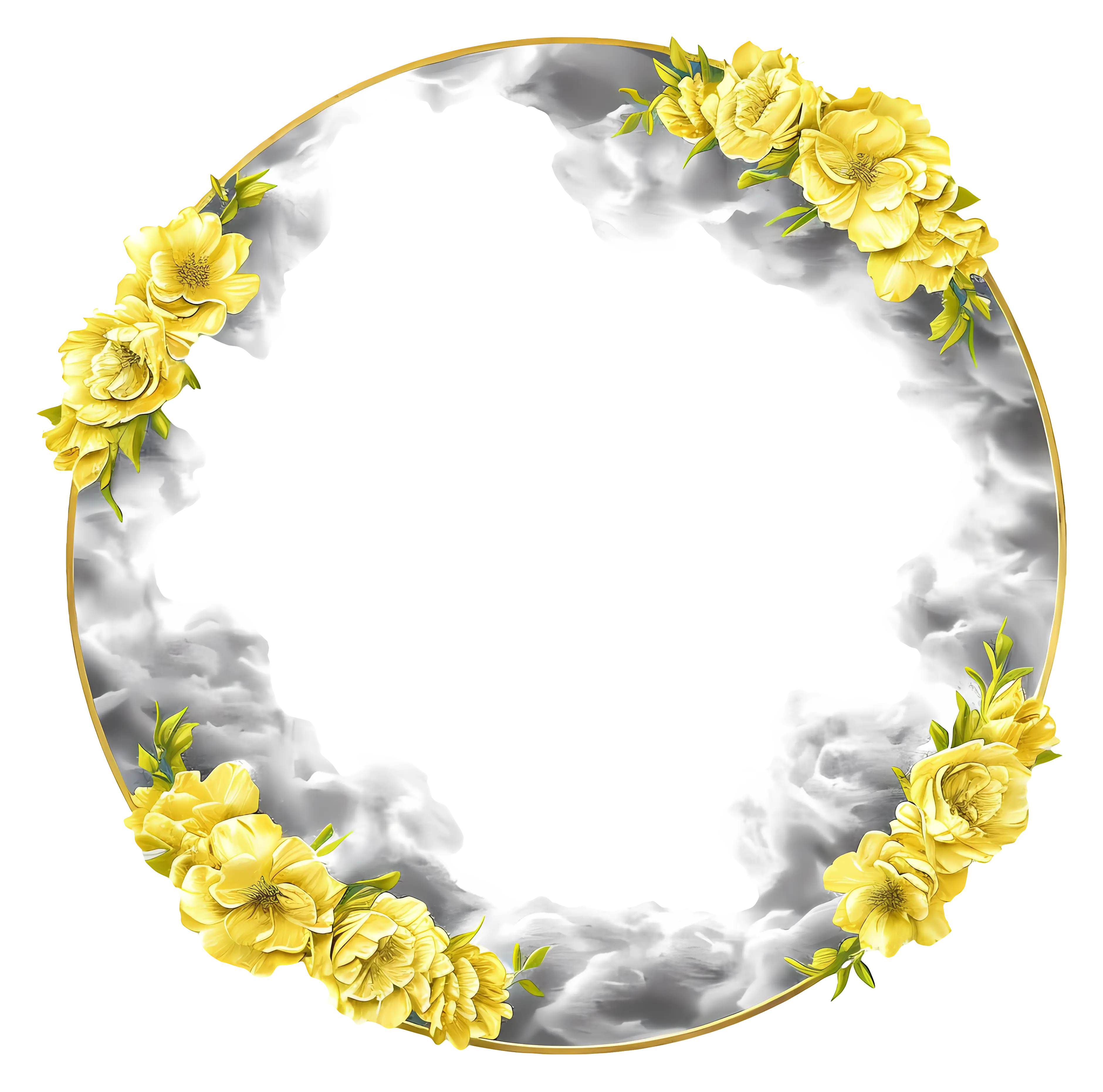 Elegant Yellow Flowers Floral Frame