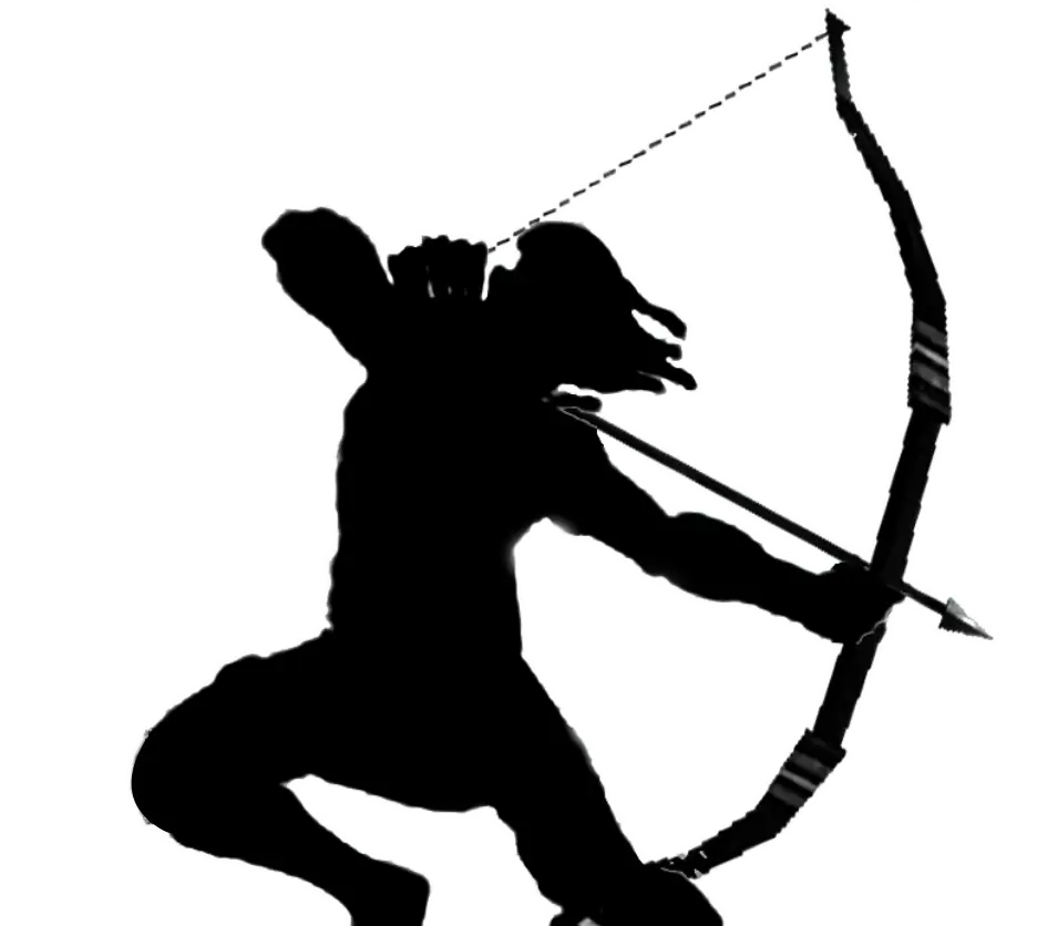 Archer Silhouette with Bow and Arrow