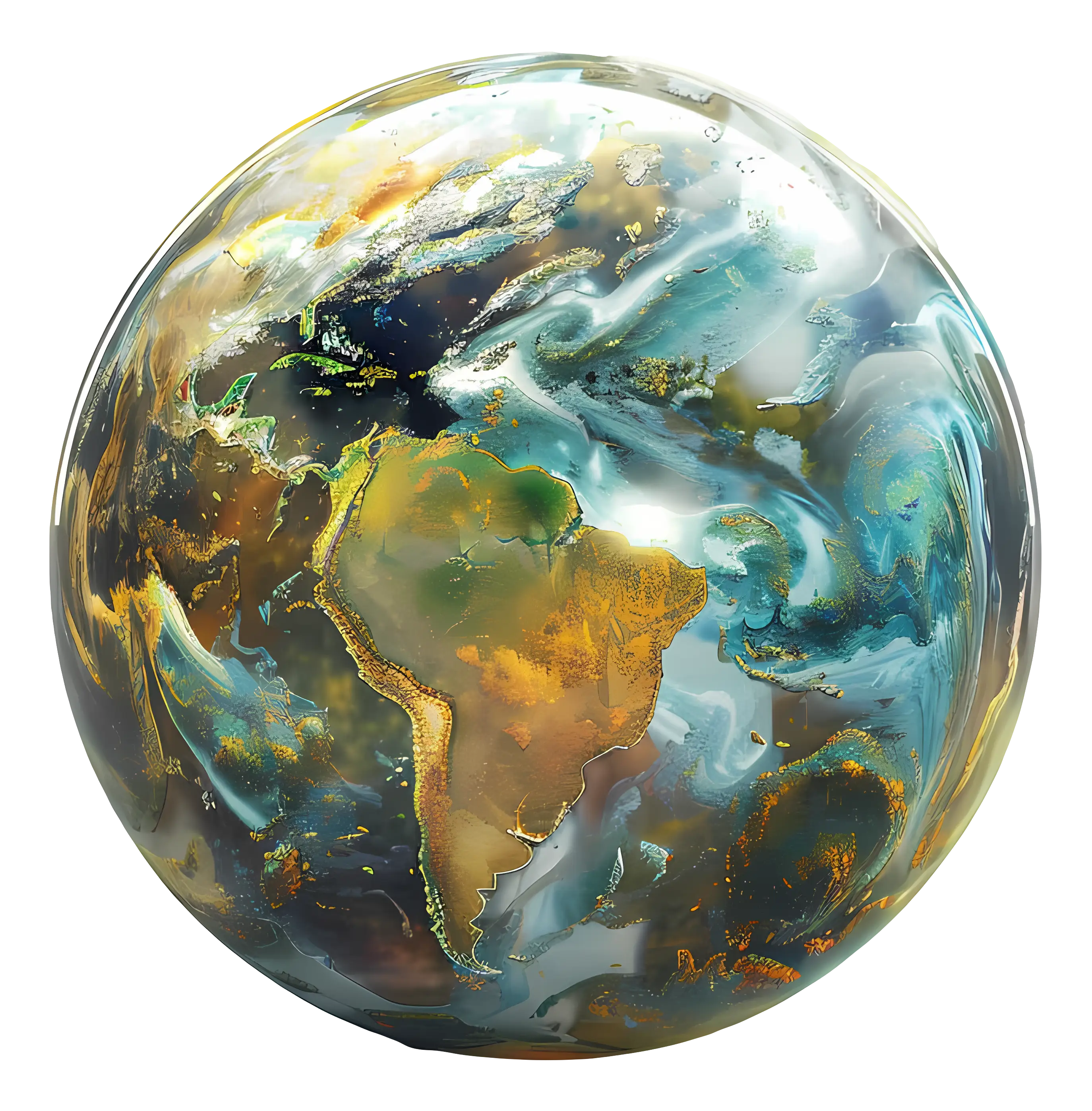 Artistic Earth Globe with Vibrant Swirling Colors