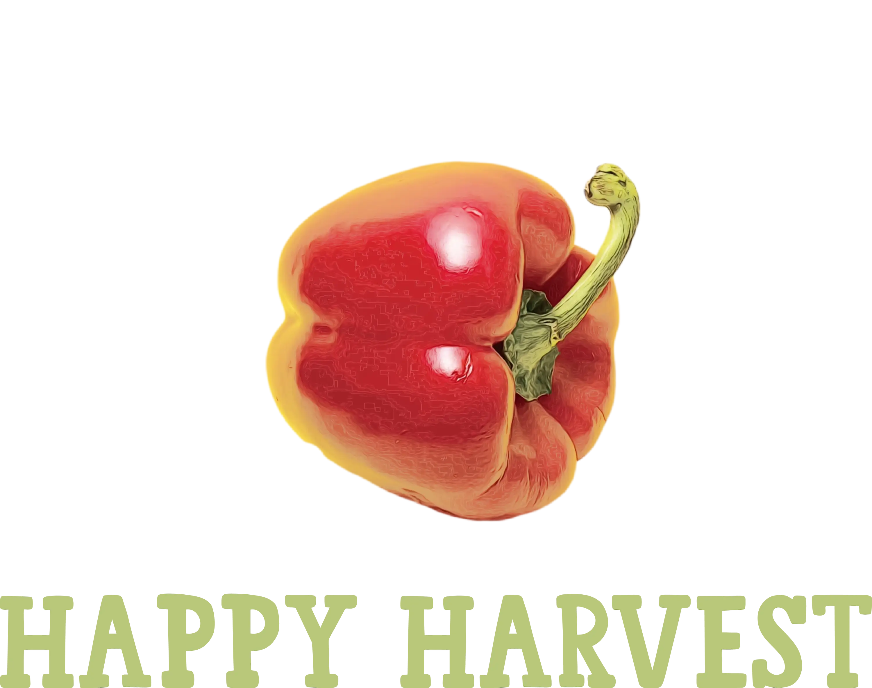 Red Bell Pepper with Happy Harvest Text