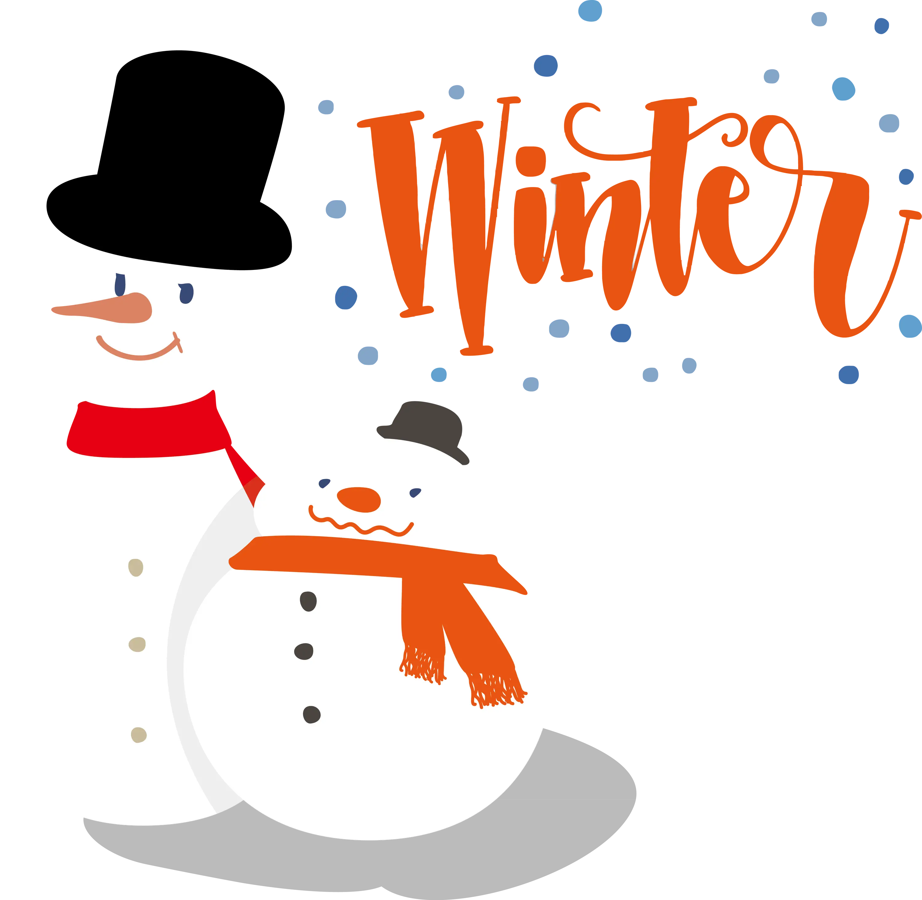 Snowmen Winter-Themed Holiday Illustration