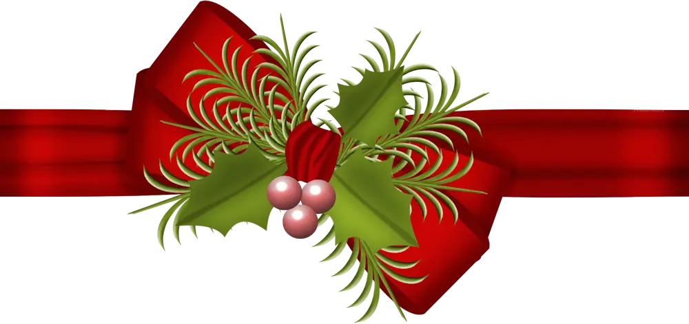 Red Christmas Bow Ribbon with Greenery