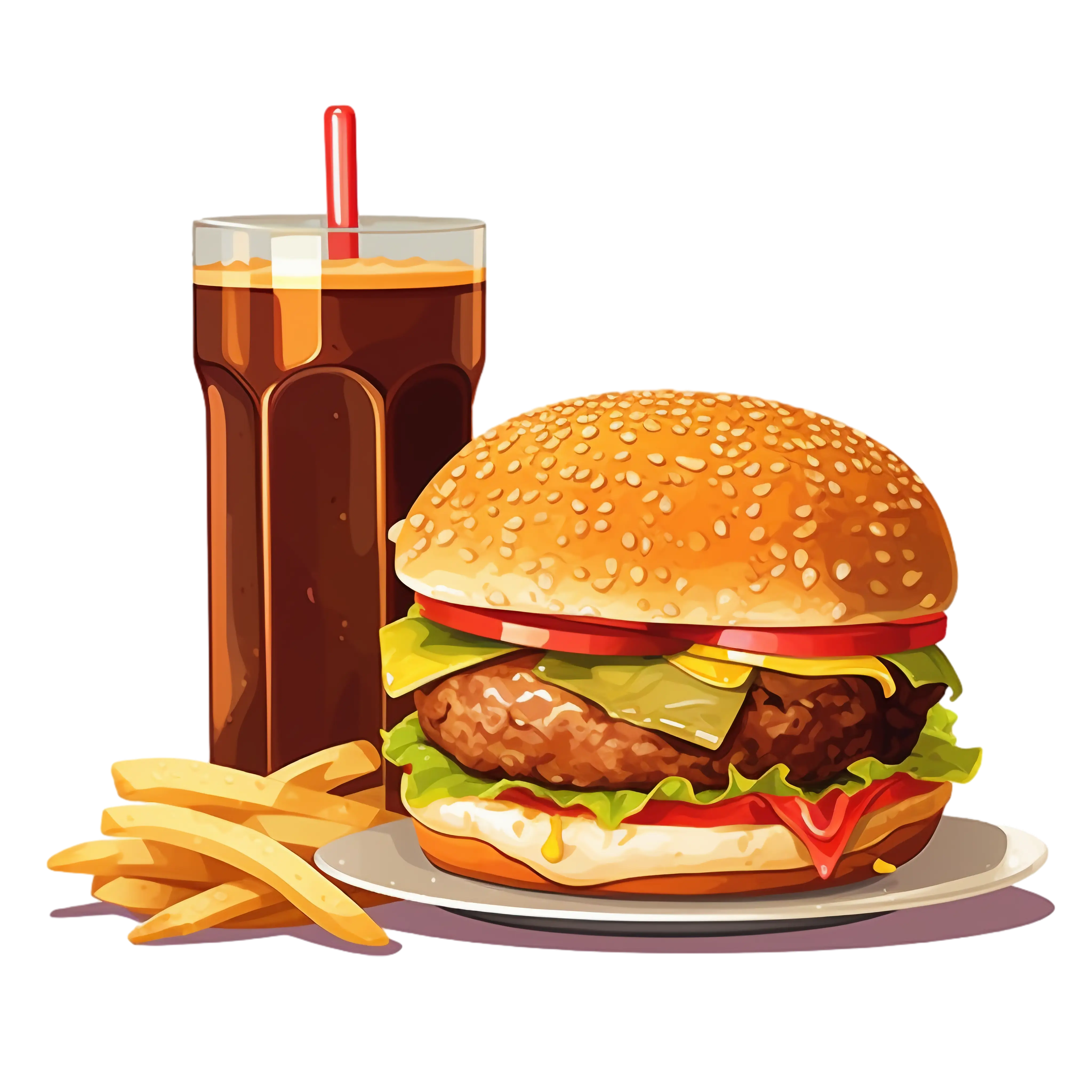 Fast Food Combo with Burger and Soda
