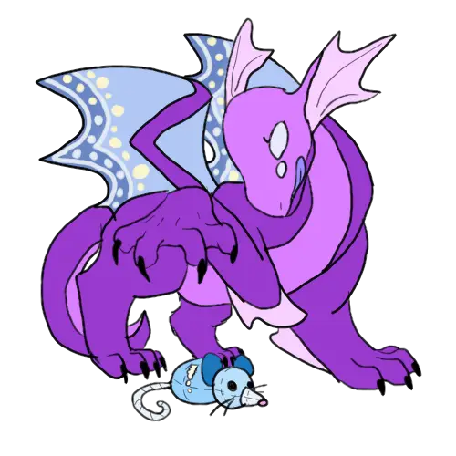Adorable Purple Cartoon Dragon with Mouse Toy
