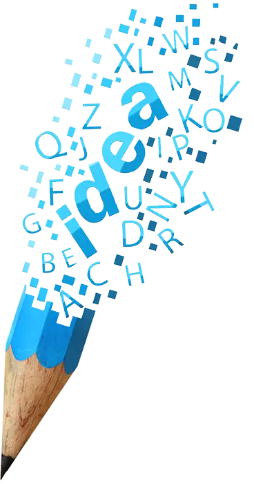 Pencil with Idea and Letters