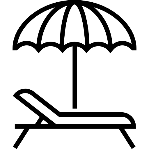 Sun Lounger Under Umbrella Icon