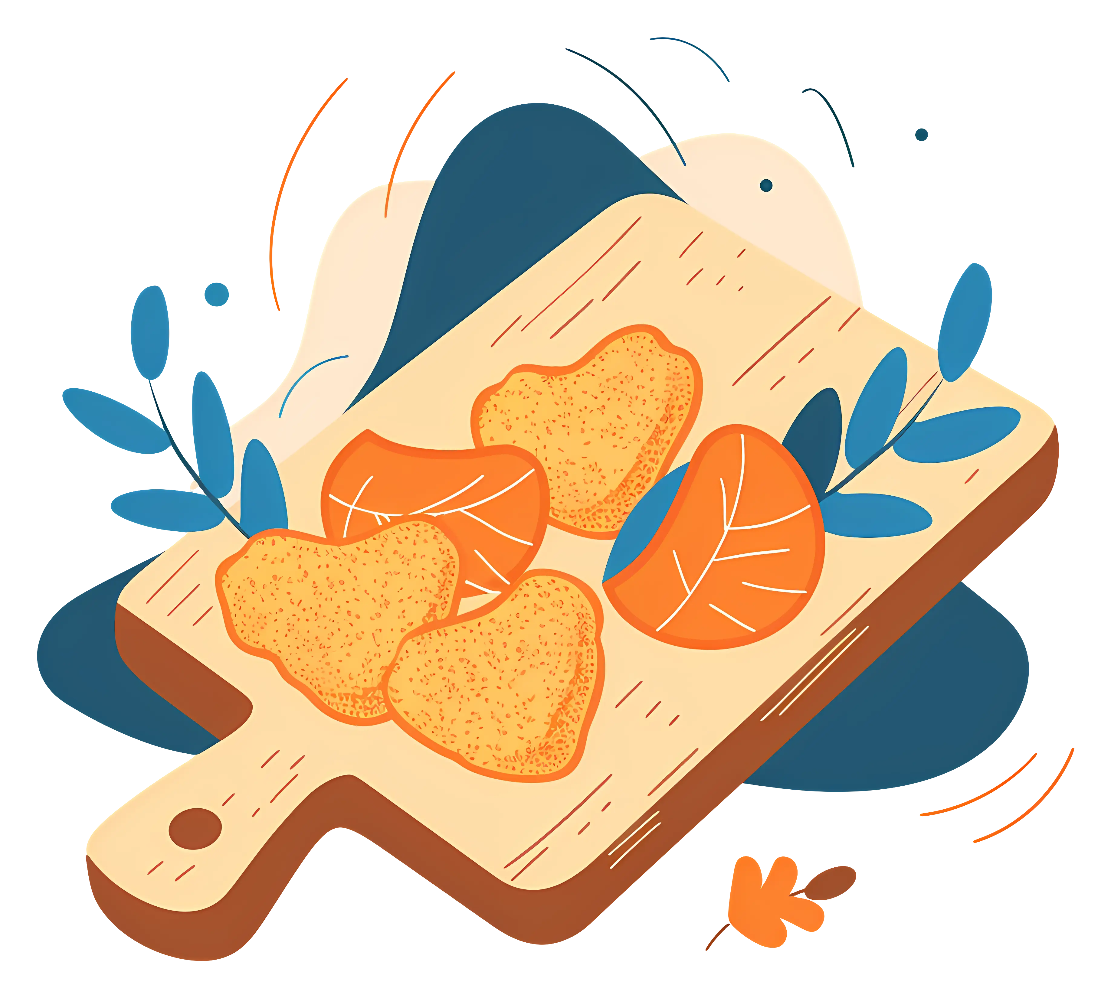 Illustration of Chicken Nuggets on Wooden Board