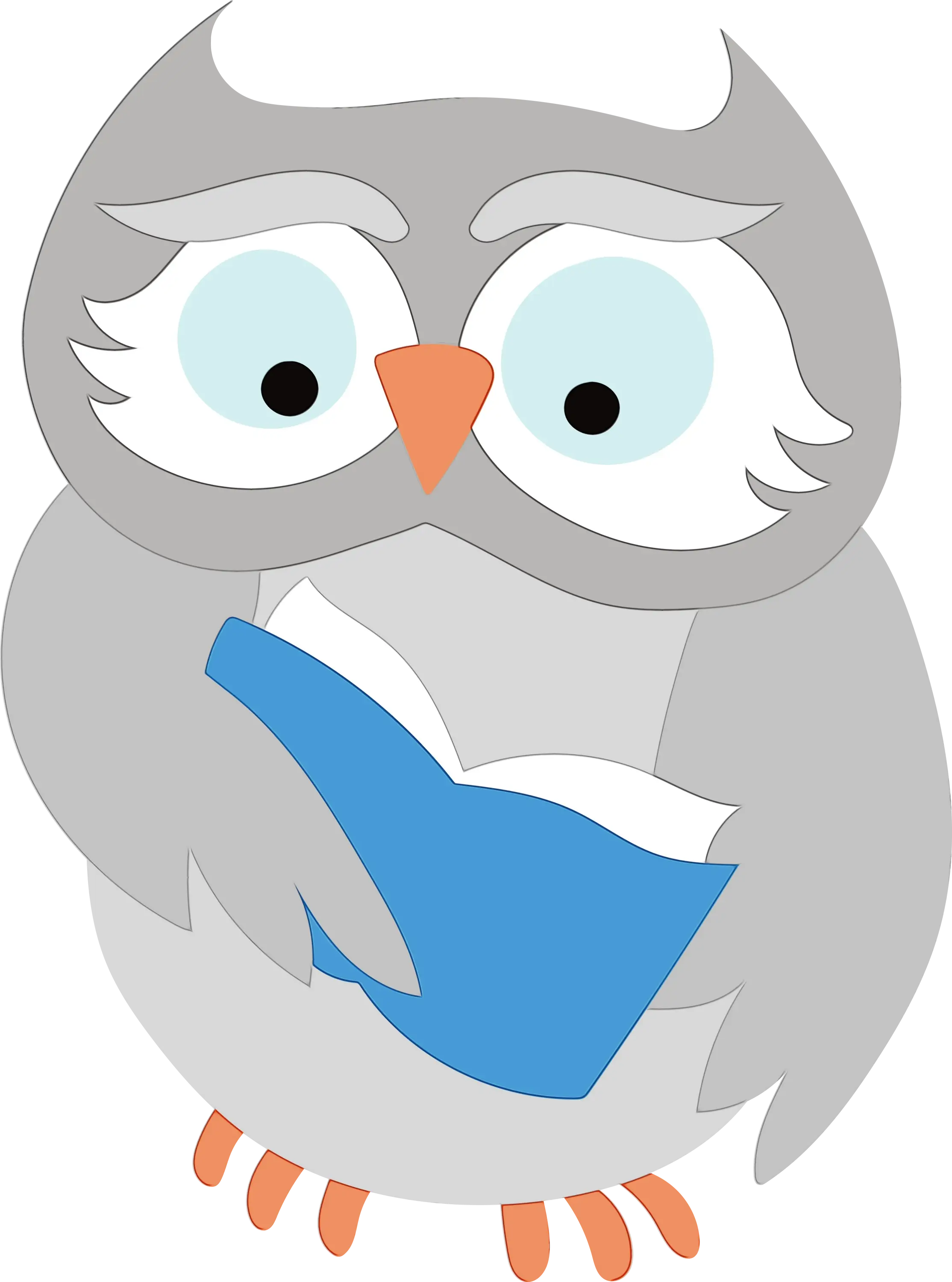 Cartoon Owl Reading a Book Illustration