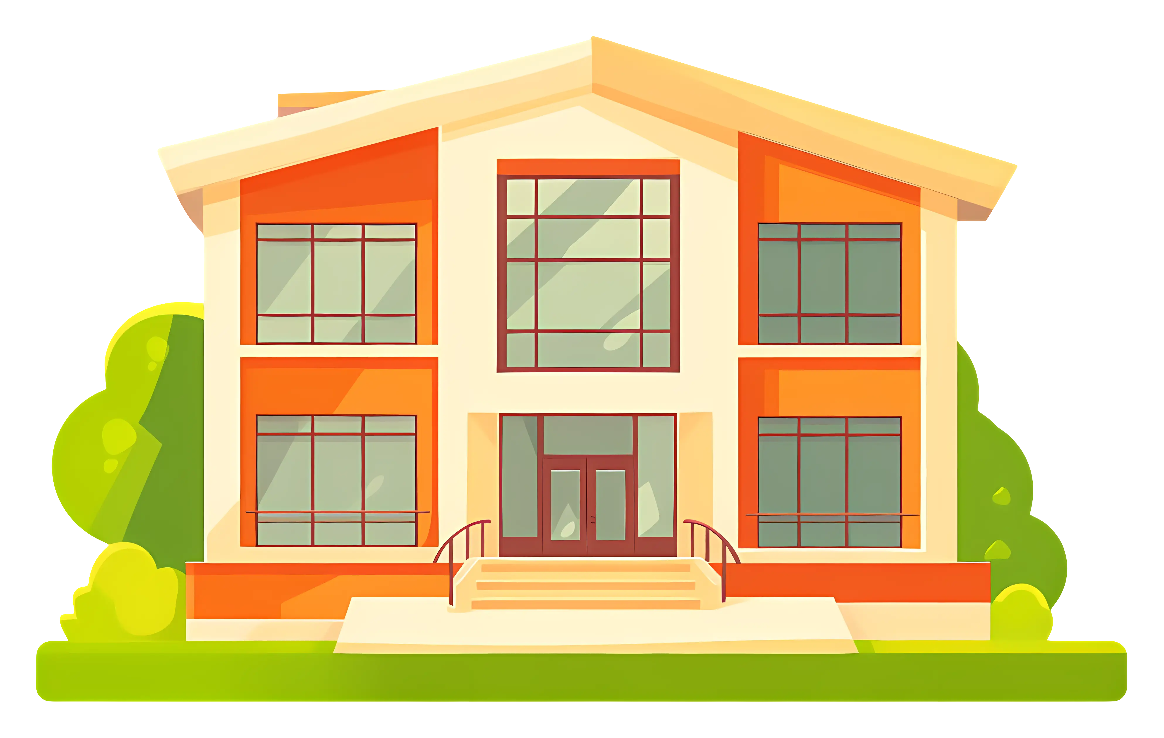 Modern Orange House with Greenery Around