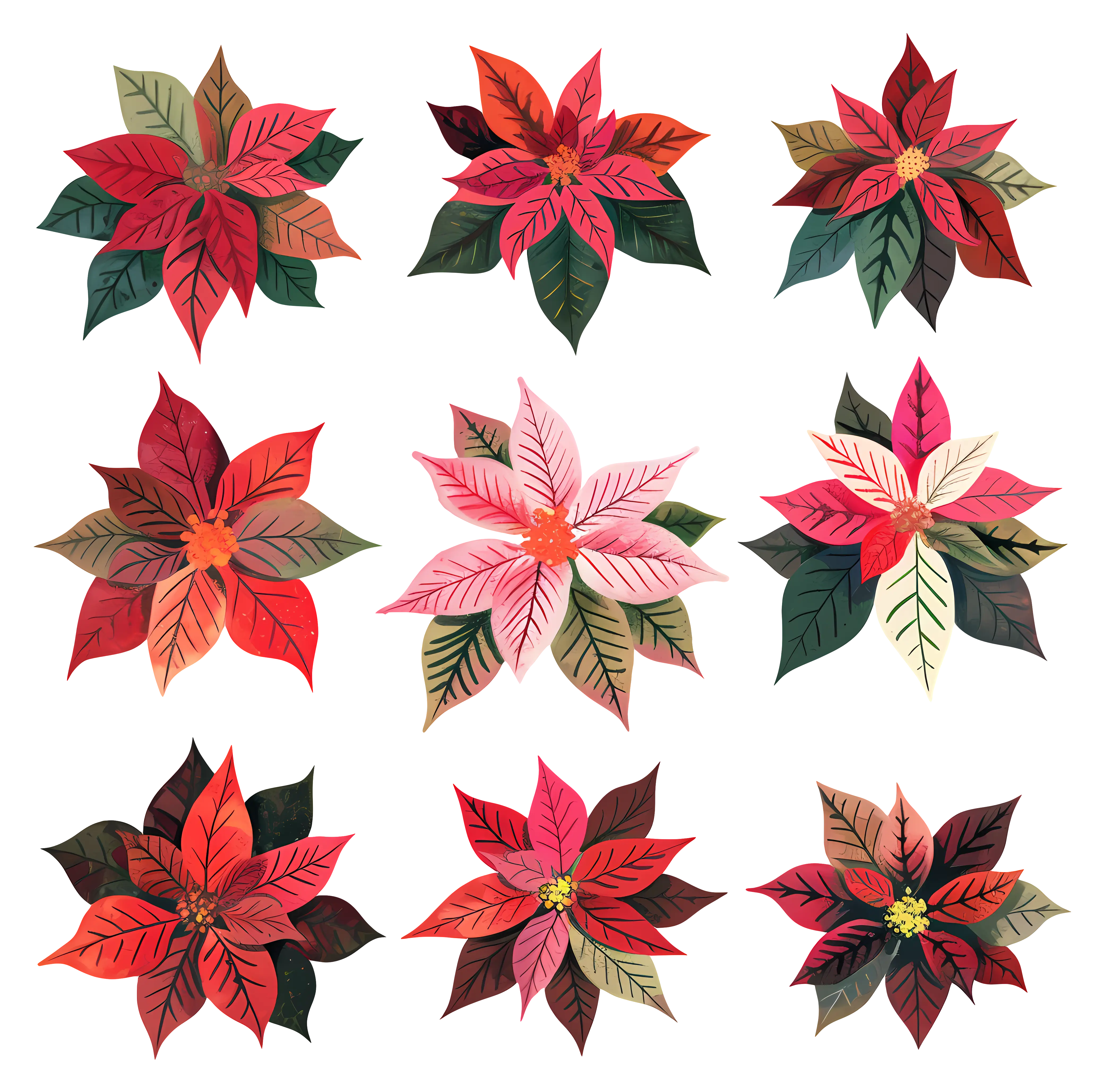 Festive Poinsettia Flowers for Christmas Design