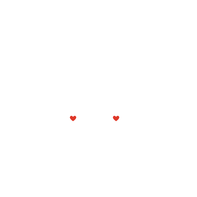 White Text with Red Hearts