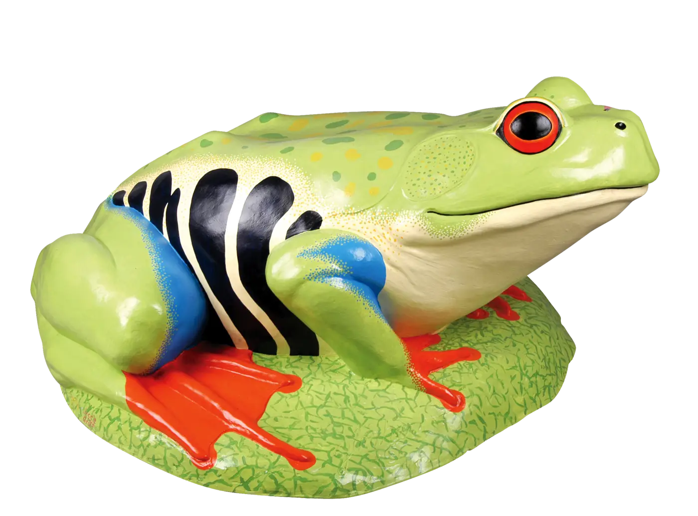 Colorful Green Frog on Leaf