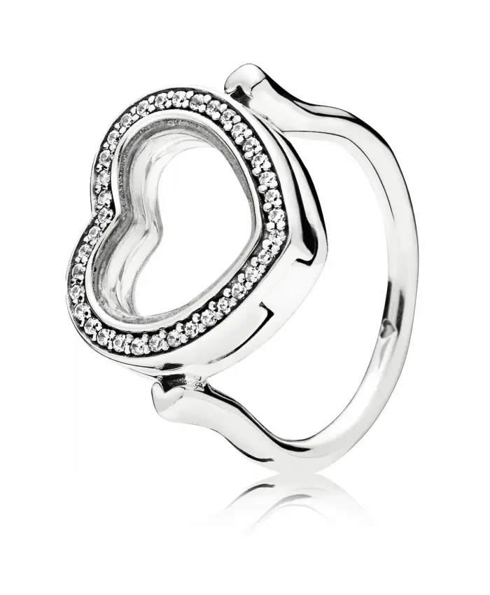 Heart-Shaped Silver Ring with Diamonds