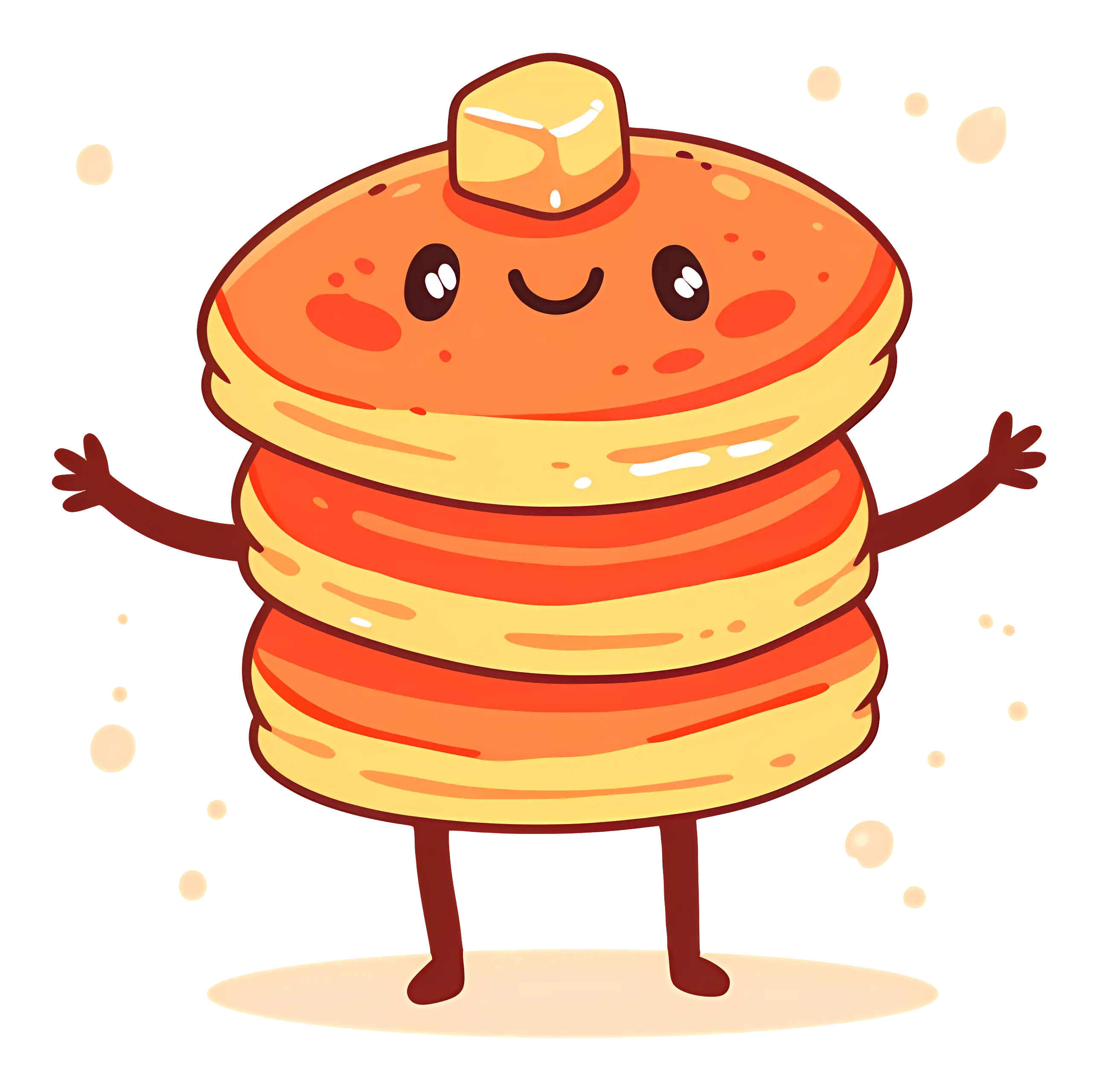 Smiling Pancake Cartoon with Butter