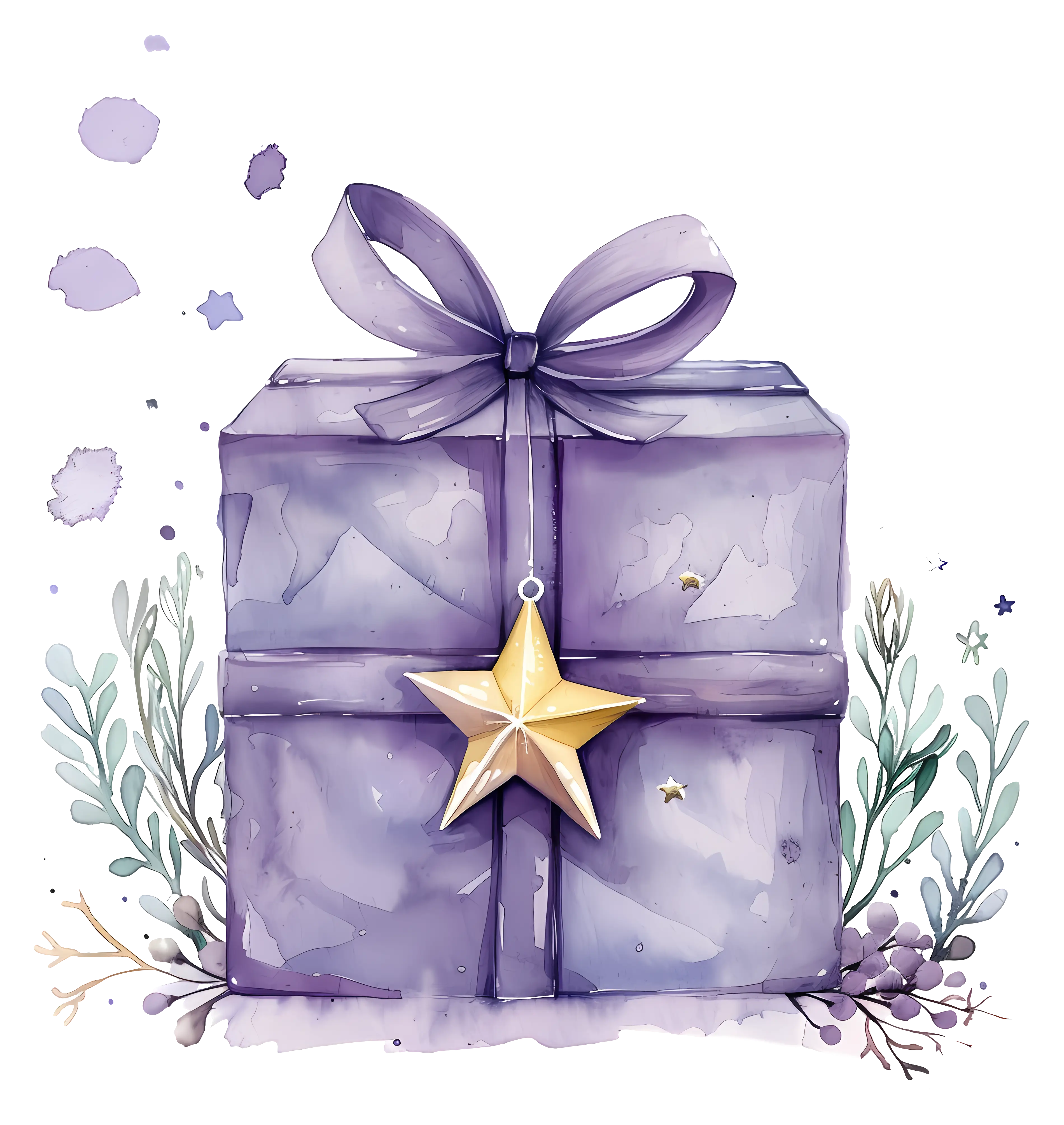 Beautiful Wrapped Gift Box with a Star