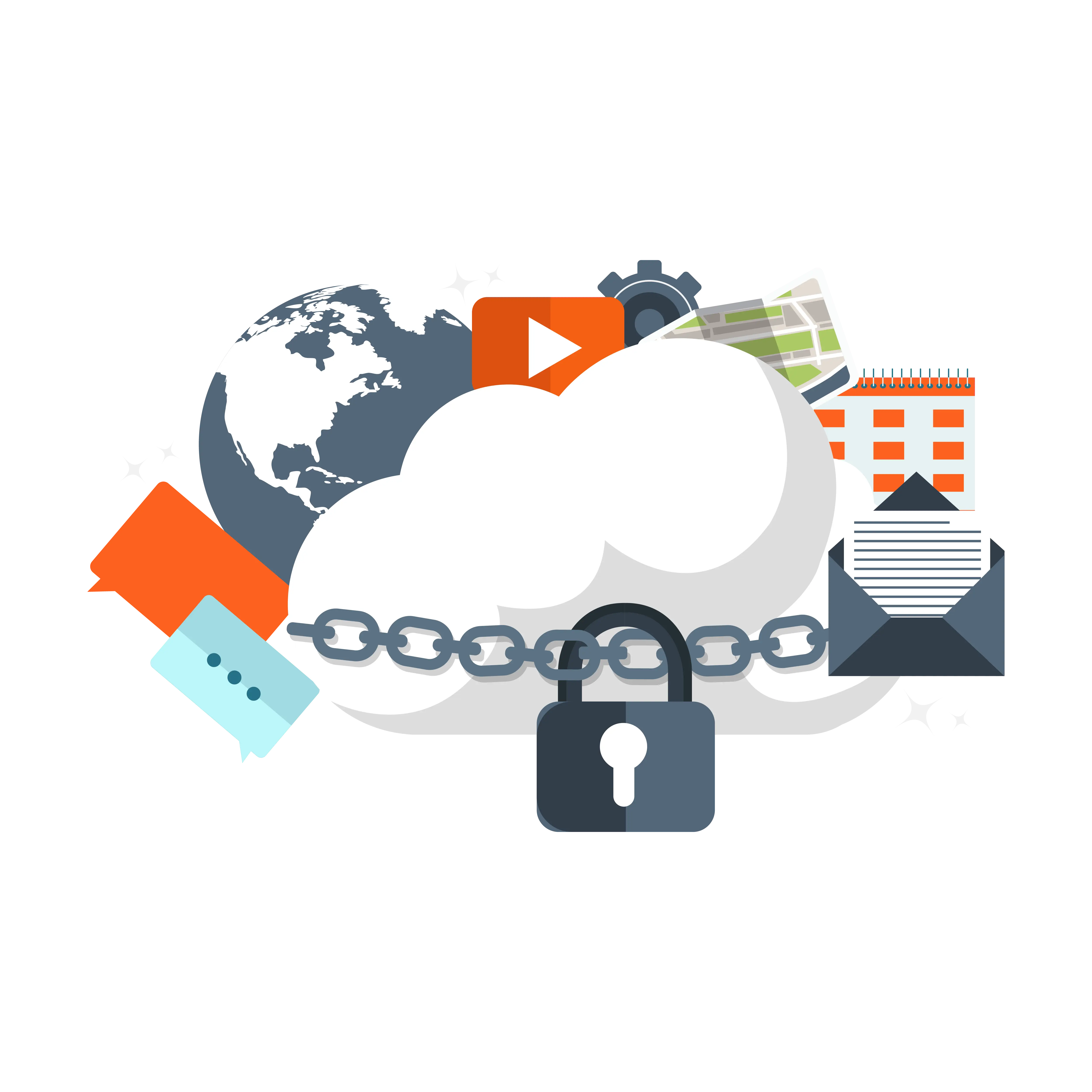 Secured Cloud Technology Concept