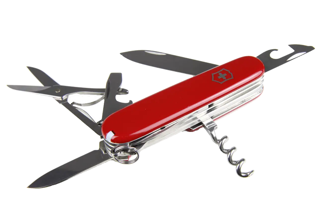 Red Swiss Army Knife with Multiple Tools